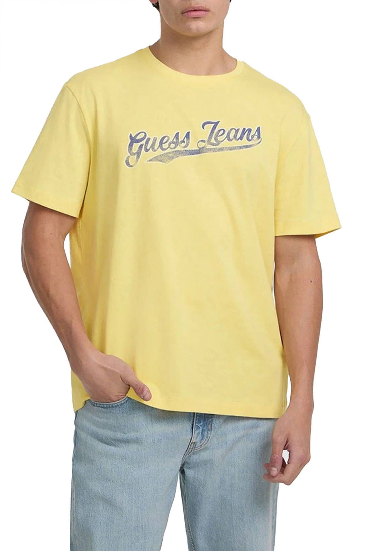 GUESS JEANS T-SHIRT CREWNECK REGULAR FIT ΡΟΖ