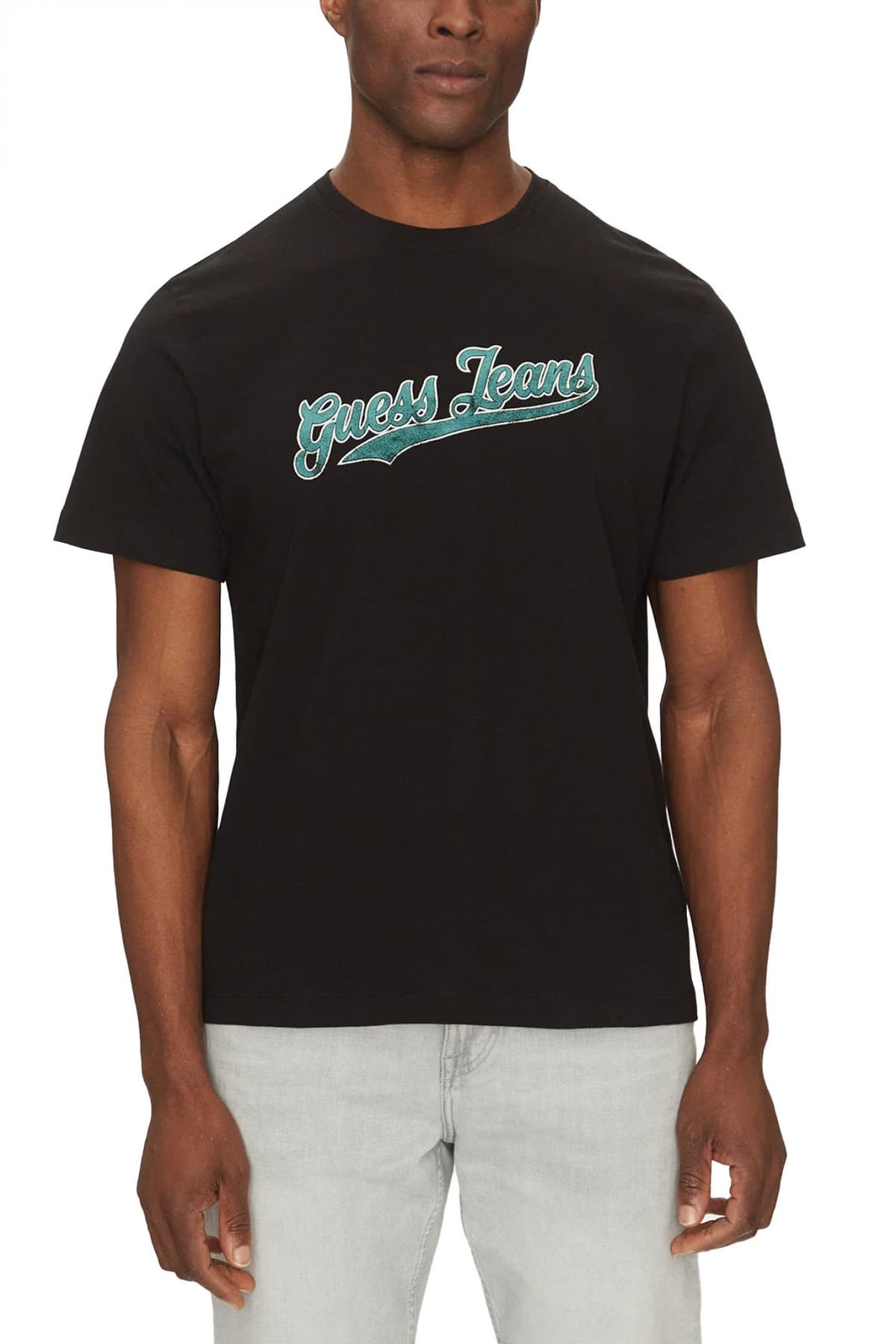 GUESS JEANS T-SHIRT CREWNECK REGULAR FIT ΡΟΖ