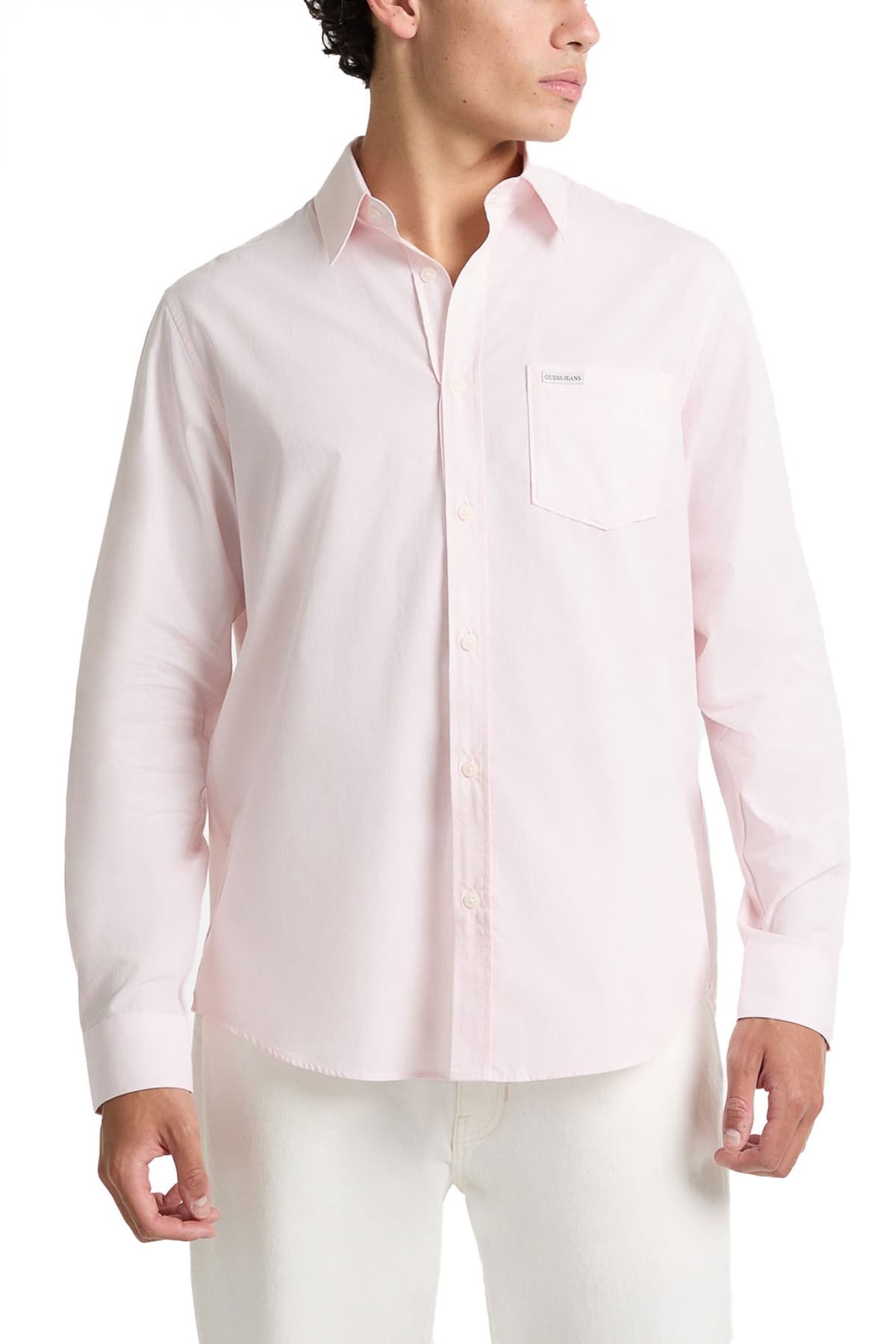 GUESS JEANS ΠΟΥΚΑΜΙΣΟ ΡΙΓΕ LS CLASSIC FIT POCKET ΜΠΛΕ