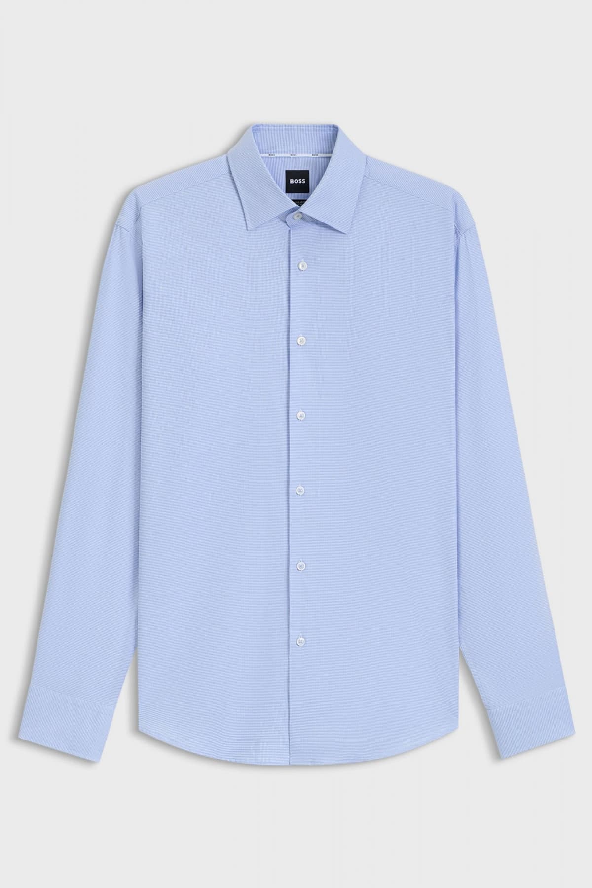 BOSS ΠΟΥΚΑΜΙΣΟ ΜΙΚΡΟΣΧΕΔΙΟ REGULAR FIT EASY IRON H-JOE-KENT-C1-214 ΜΠΕΖ