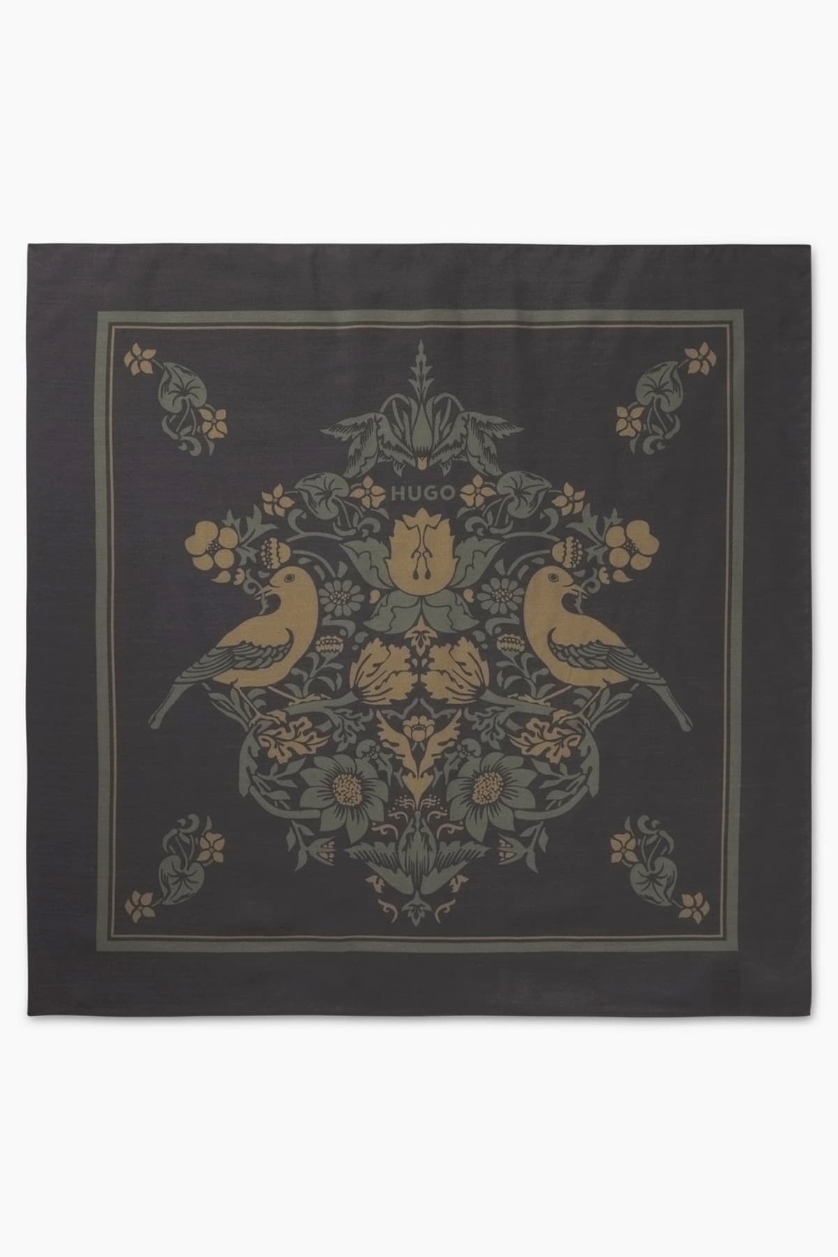 HUGO ΦΟΥΛΑΡΙ BANDANA CM60X60 FLORAL XAKI-MAΥΡΟ