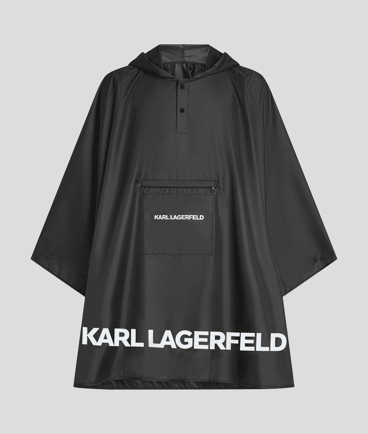 KARL LAGERFELD PONCHO PACKABLE LOGO ΜΑΥΡΟ
