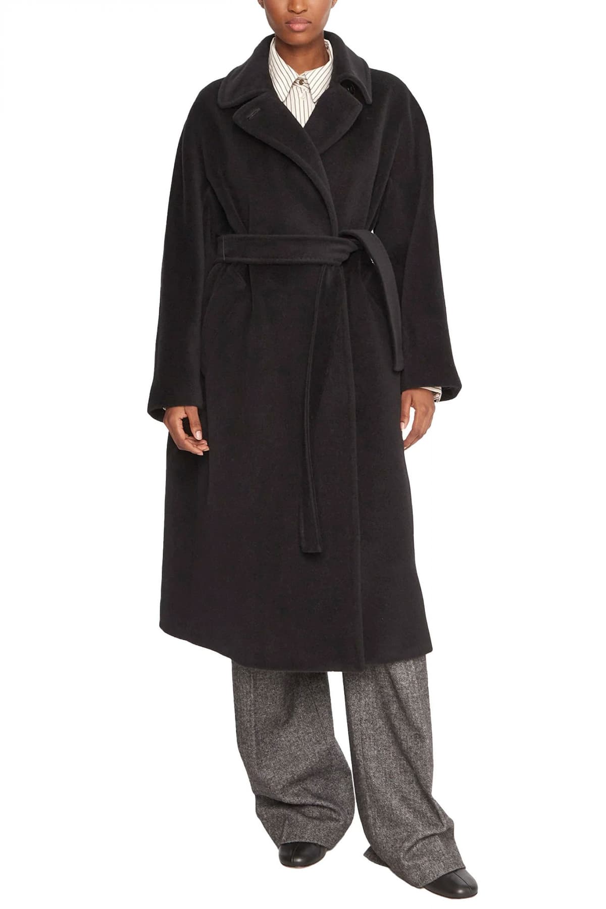 MARELLA ΠΑΛΤΟ ENGLISH ΣΤΑΥΡΩΤΟ ΑΠΟΣΠΩΜΕΝΗ ΖΩΝΗ ΜΑΥΡΟ