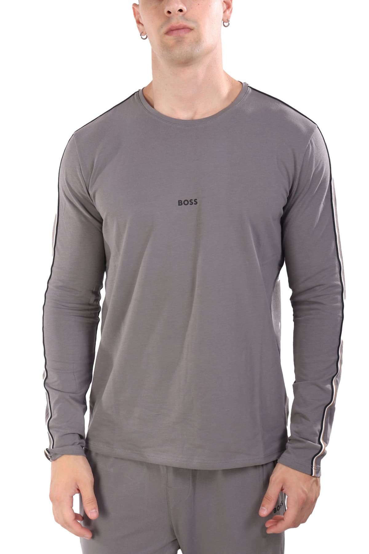 BOSS HOΜΕWEAR T-SHIRT UNIQUE LS_SHIRT ΓΚΡΙ