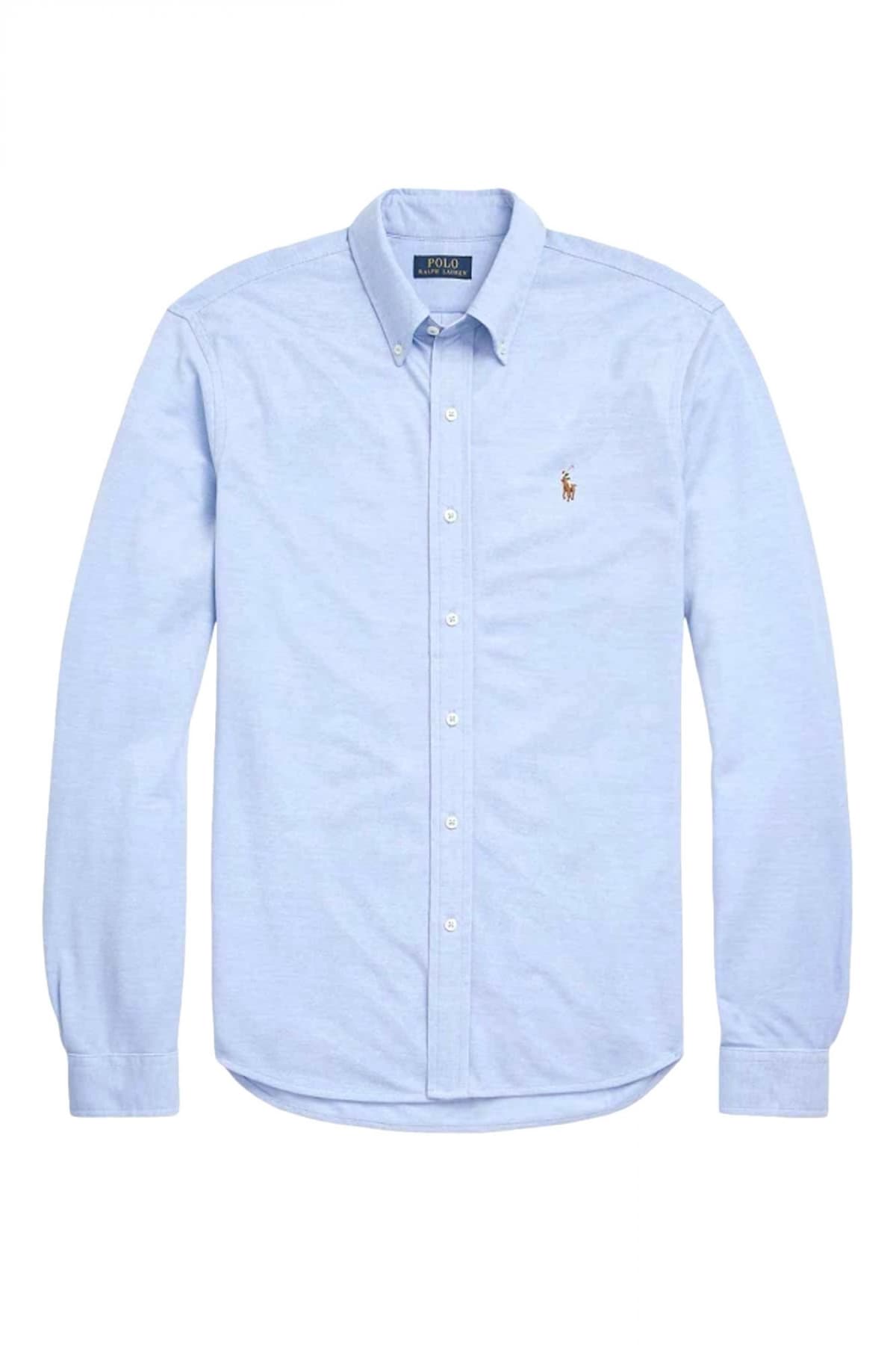 RALPH LAUREN ΠΟΥΚΑΜΙΣΟ BUTTON DOWN CUSTOM FIT LOGO ΣΙΕΛ