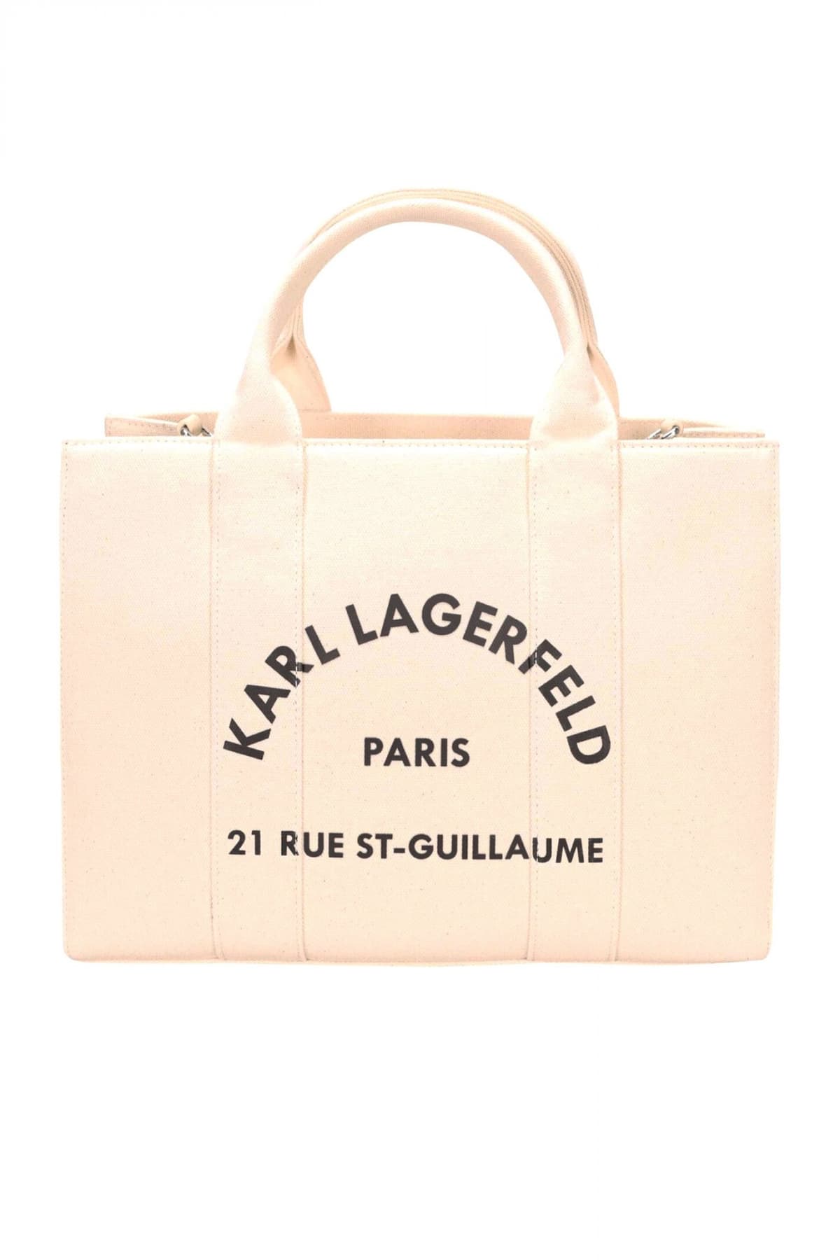 KARL LAGERFELD ΤΣΑΝΤΑ ΧΕΙΡΟΣ/CROSS ΚΑΜΒΑΣ BODY SQUARE MEDIUM TOTE LOGO ΜΑΥΡΟ