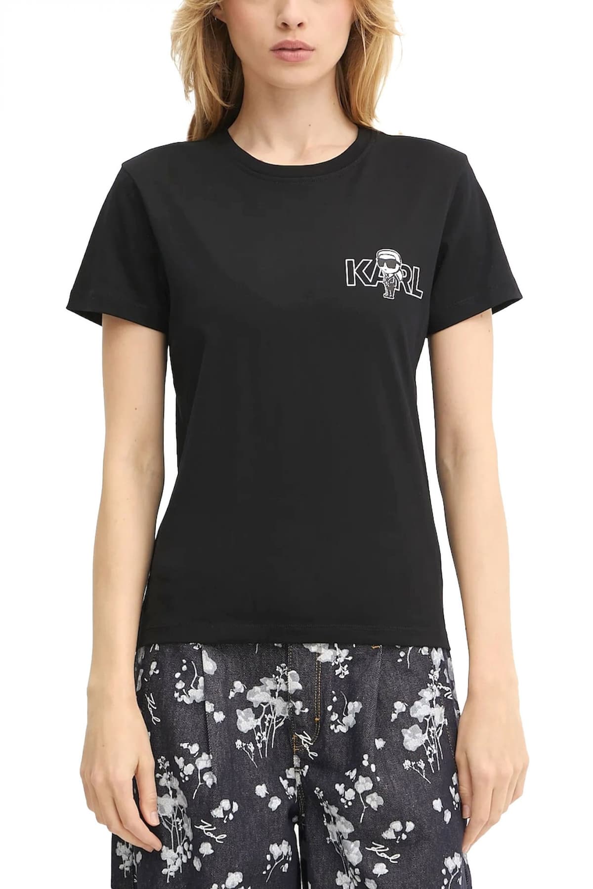 KARL LAGERFELD T-SHIRT CREW NECK IKON SEASONAL LOGO ΛΕΥΚΟ