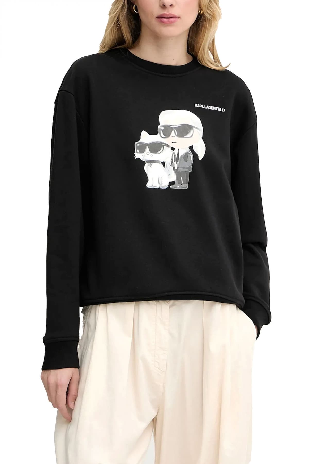 KARL LAGERFELD ΦΟΥΤΕΡ OVERSIZED FIT IKON DUO AQUARELLE SWEATSHIRT ΜΑΥΡΟ