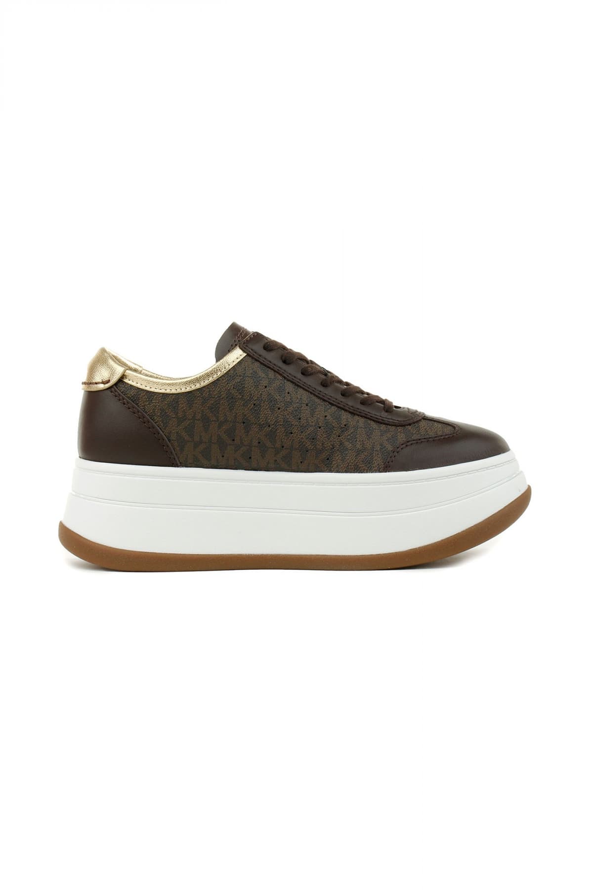 MICHAEL KORS ΠΑΠΟΥΤΣΙΑ SNEAKERS HAYES T TOE ALL OVER LOGO KΑΦΕ