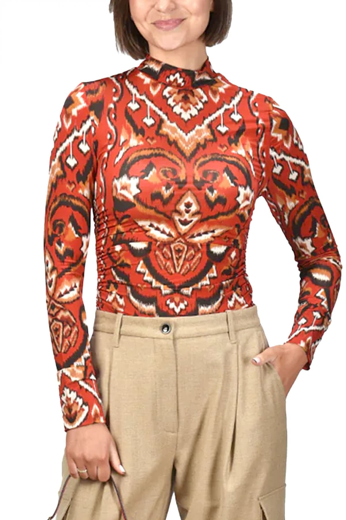 FARM RIO TOP AINIKA PINEAPPLE IKAT CREAM ΕΜΠΡΙΜΕ ΣΟΥΡΑ ΠΛΑΙ ΛΟΥΠΕΤΟ ΚΟΚΚΙΝΟ