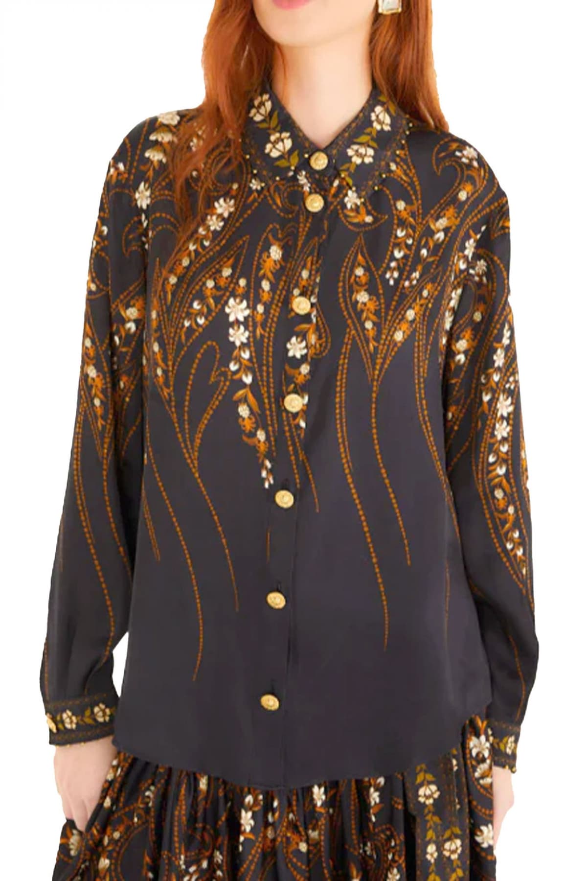 FARM RIO ΠΟΥΚΑΜΙΣΟ GARDEN SILOUETTE ΕΜΠΡΙΜΕ ΜΕ ΟΨΗ ΣΑΤΕΝ ΜΠΛΕ ΣΚΟΥΡΟ