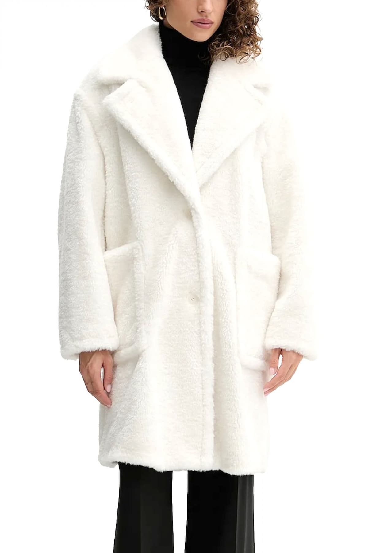 BOSS CASUAL ΓΟΥΝΑ C_CATEDY FAUX FUR ΤΣΕΠΕΣ ΕΚΡΟΥ