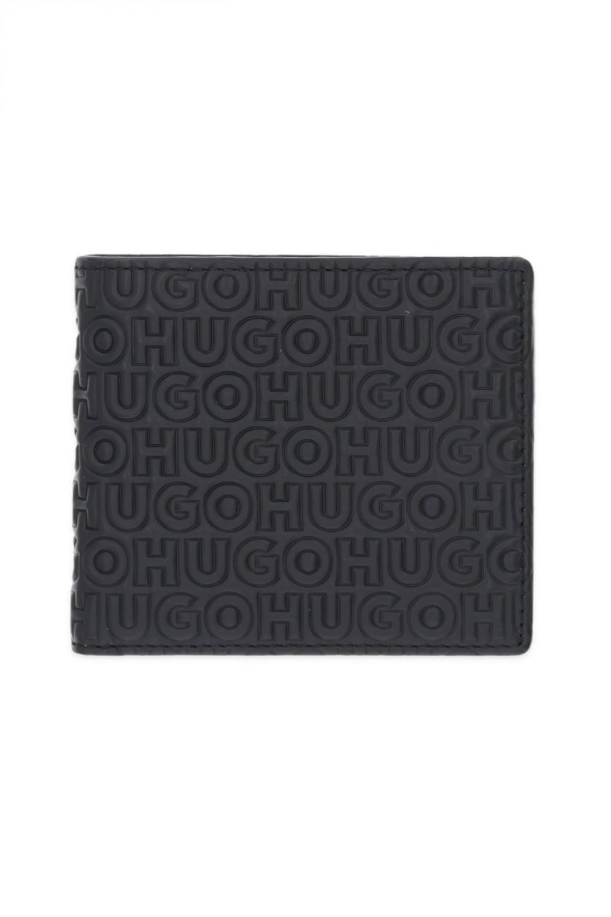 HUGO ΠΟΡΤΟΦΟΛΙ ETHON HI_M_8CC ALL OVER LOGO ΜΑΥΡΟ