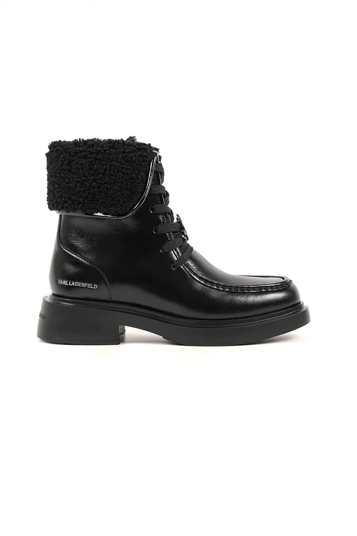 KARL LAGERFELD ΠΑΠΟΥΤΣΙΑ MΠΟΤAKIA ΜΑCIE ΦΕΡΜΟΥΑΡ ΜΕΤΑΛΛΙΚΟ LOGO ΜΑΥΡΟ