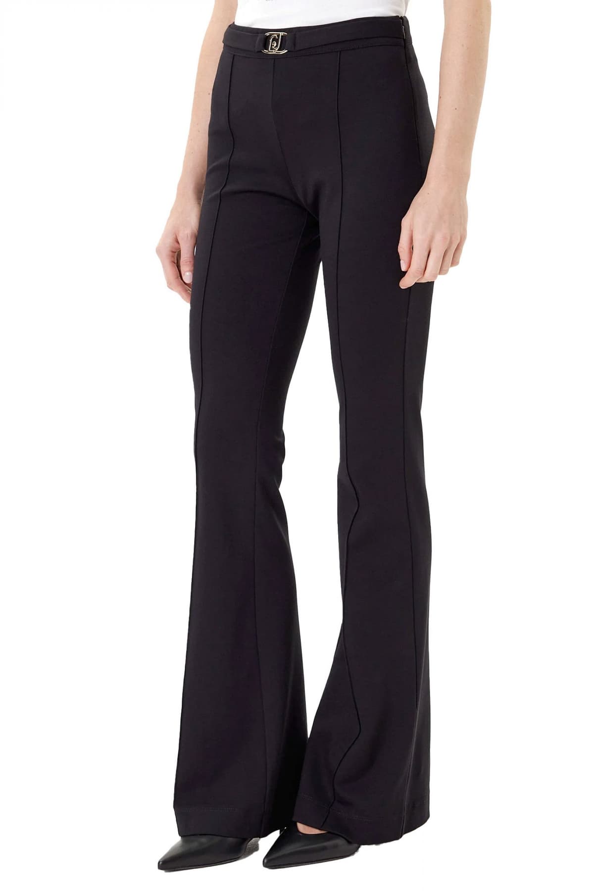 LIU-JO ΠΑΝΤΕΛΟΝΙ FLAIRED LOGO ΜΕΤΑΛΛΙΚΟ ΜΑΥΡΟ