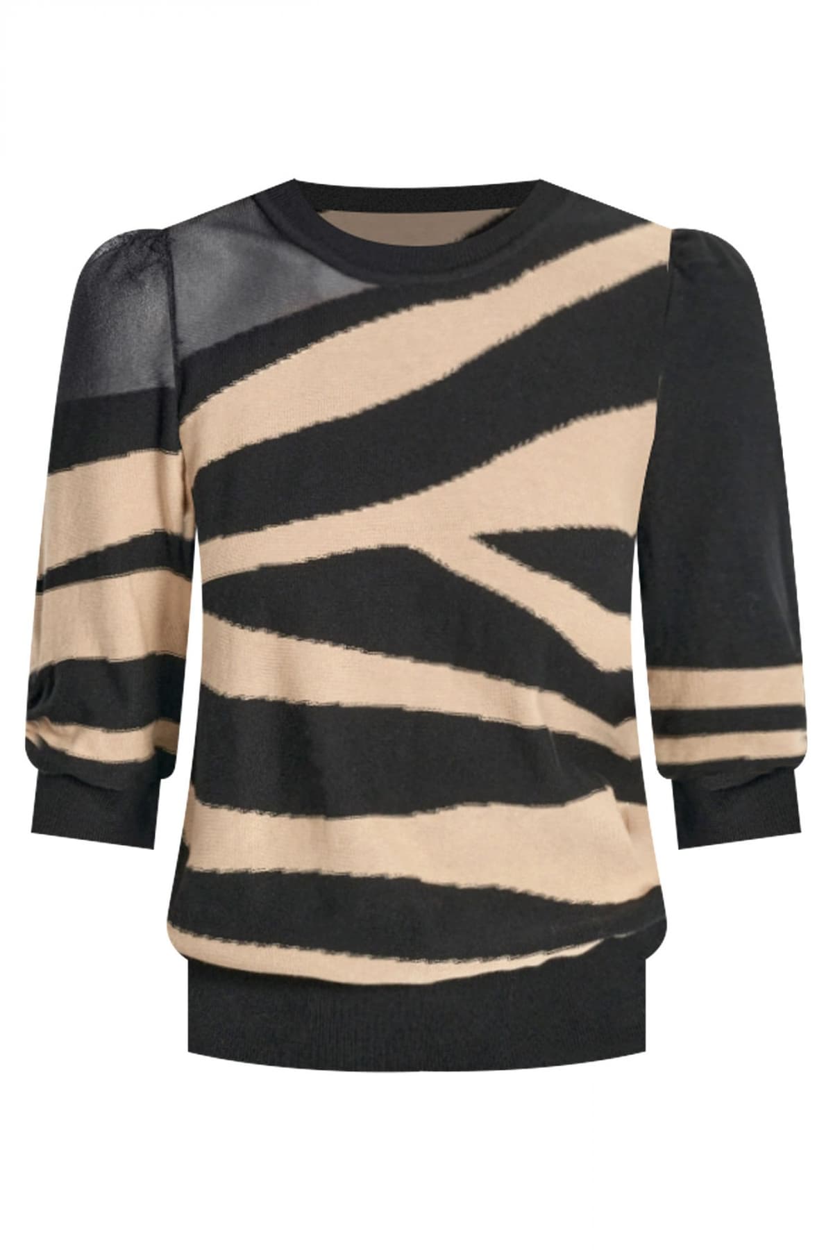 DKNY ΠΛΕΚΤΟ CREWNECK ΜΑΥΡΟ-ΜΠΕΖ