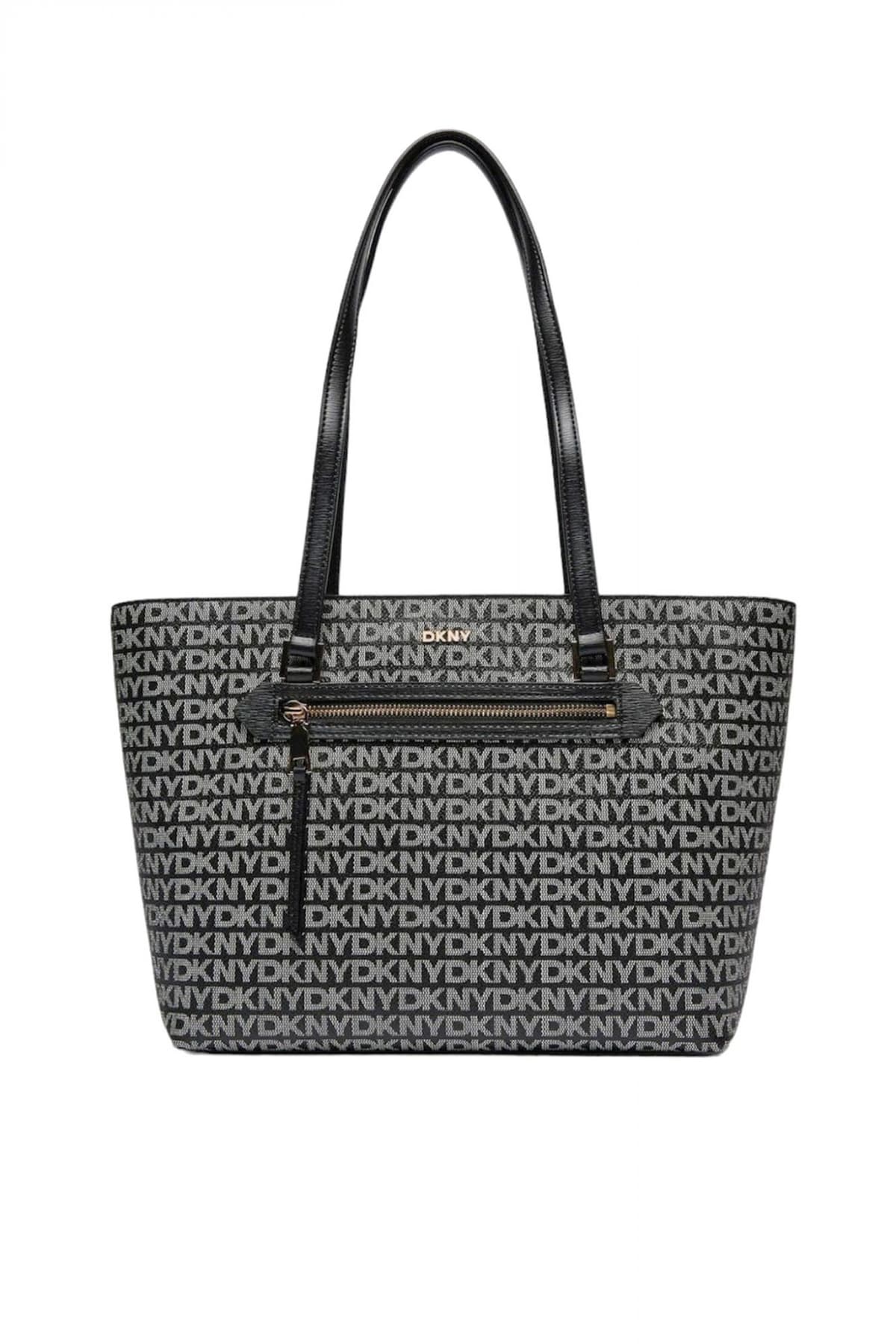 DKNY ΤΣΑΝΤΑ ΩΜΟΥ BRYANT AVE MD TOTE ALL OVER LOGO ΚΑΦΕ