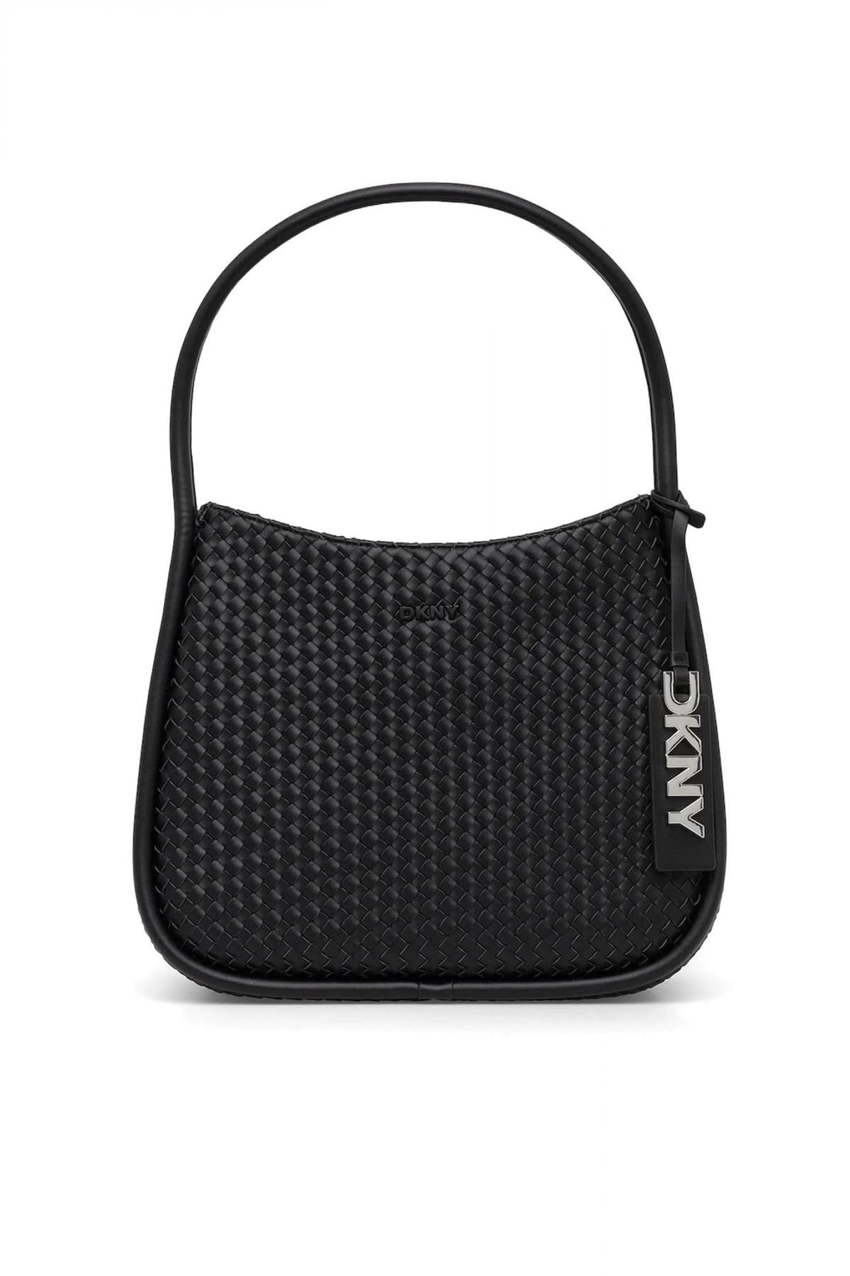 DKNY ΤΣΑΝΤΑ ΩΜΟΥ CAPRI HOBOS ΠΛΕΞΗ LOGO ΜΑΥΡΟ