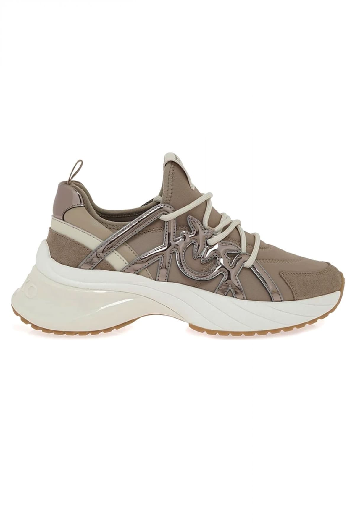 PINKO SNEAKERS ARIEL 01 - SNEAKER SATIN/COW SUEDE/MIRROR CAGE ΜΠΕΖ