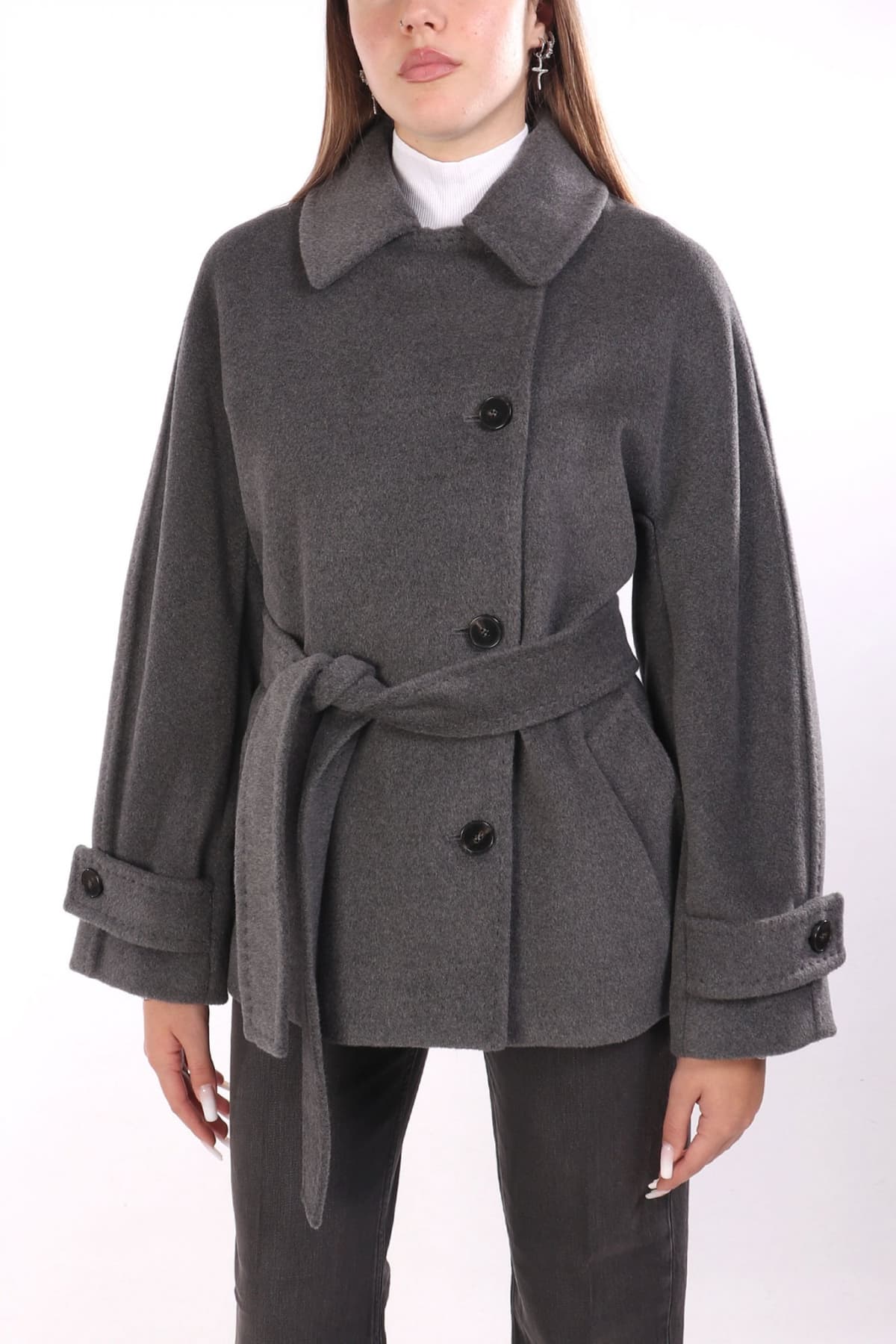 MARELLA ΠΑΛΤΟ DOVERE ΣΤΑΥΡΩΤΟ ΑΠΟΣΠΩΜΕΝΗ ΖΩΝΗ ΓΚΡΙ