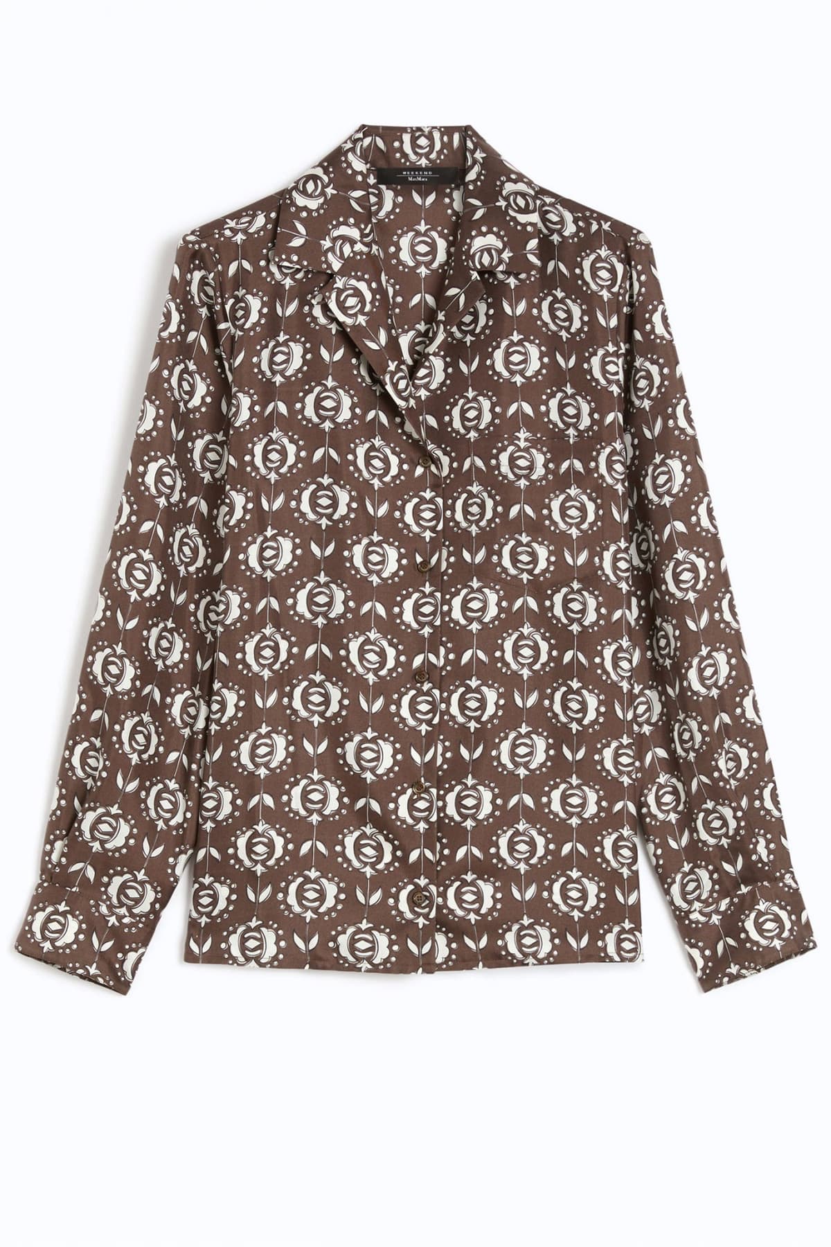 MAX MARA WEEKEND ΠΟΥΚΑΜΙΣΟ FLORAL ONCIA ΚΑΦΕ-ΕΚΡΟΥ