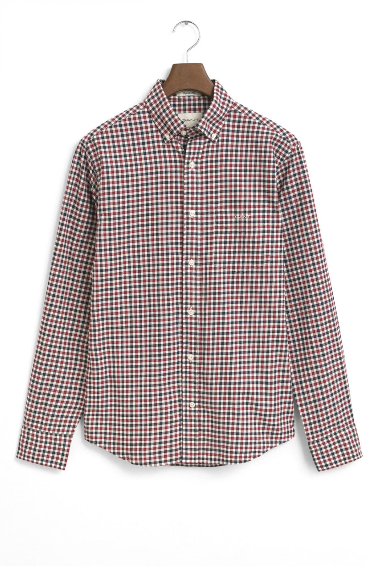 GANT ΠΟΥΚΑΜΙΣΟ ΚΑΡΩ REG TWILL GINGHAM SHIRT ΜΠΟΡΝΤΩ-ΜΠΛΕ-ΕΚΡΟΥ