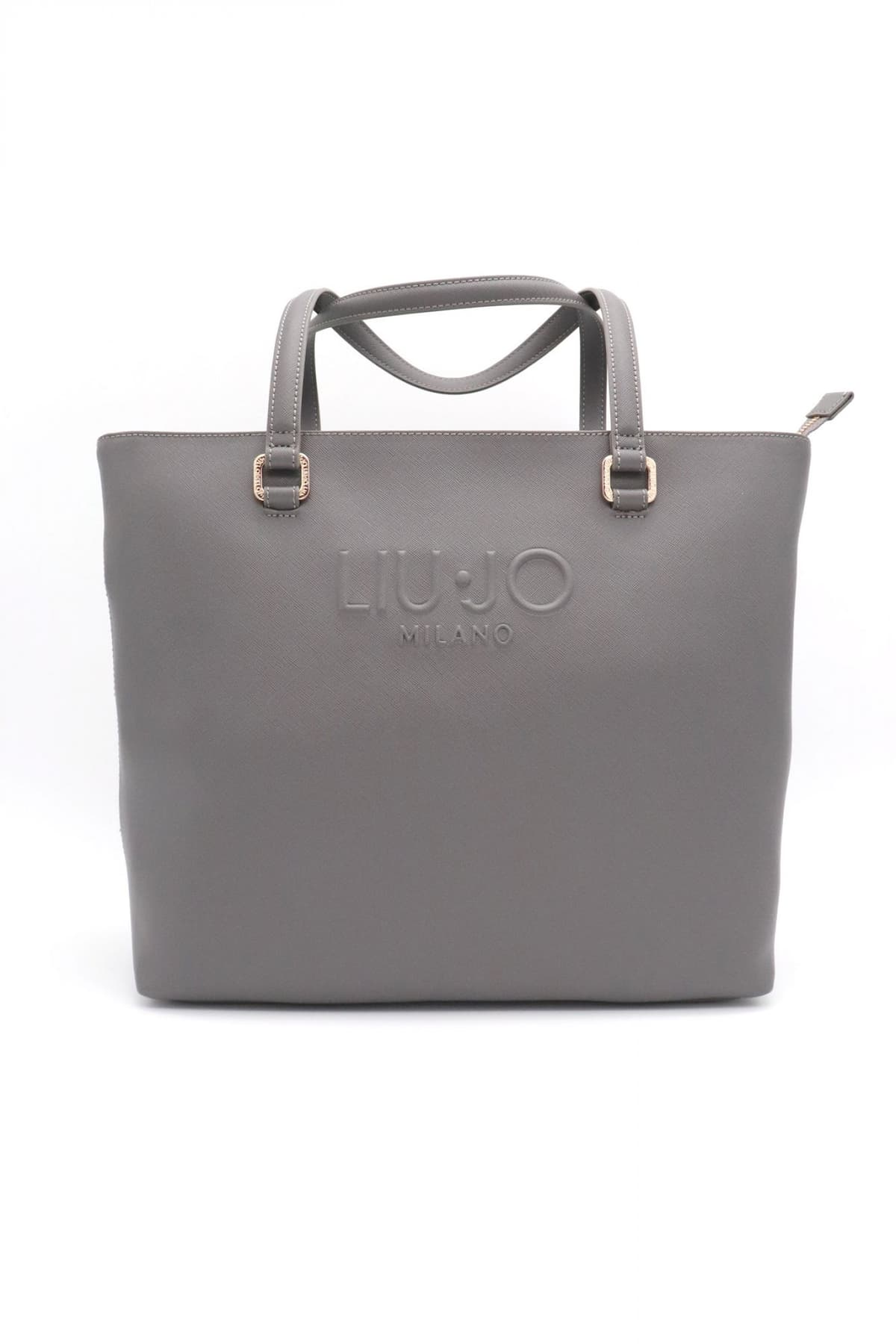 LIU-JO ΤΣΑΝΤΑ ΩΜΟΥ TOTE LOGO ΣΚΟΥΡΟ ΓΚΡΙ