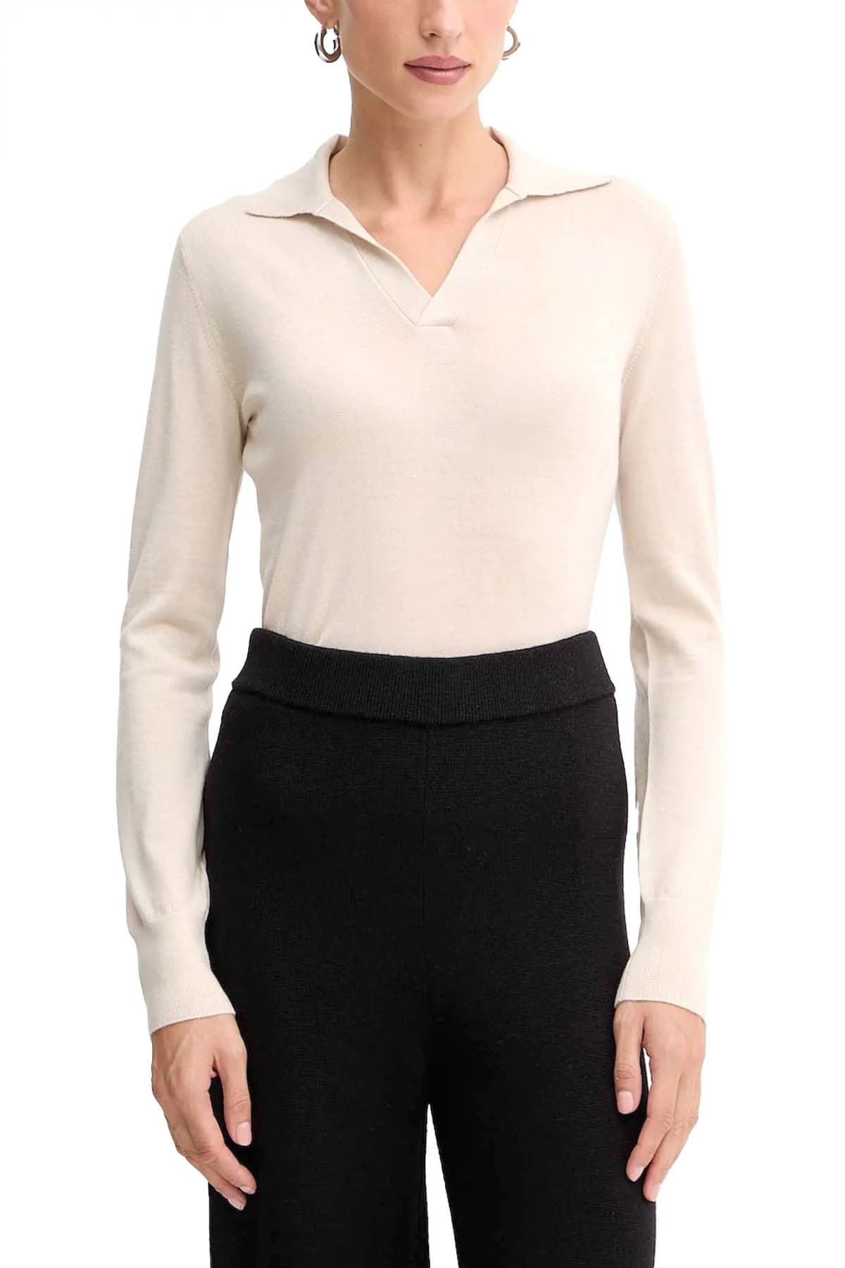 MAX MARA WEEKEND POLO ΠΛΕΚΤΟ CAPPA V-NECK ΕΚΡΟΥ