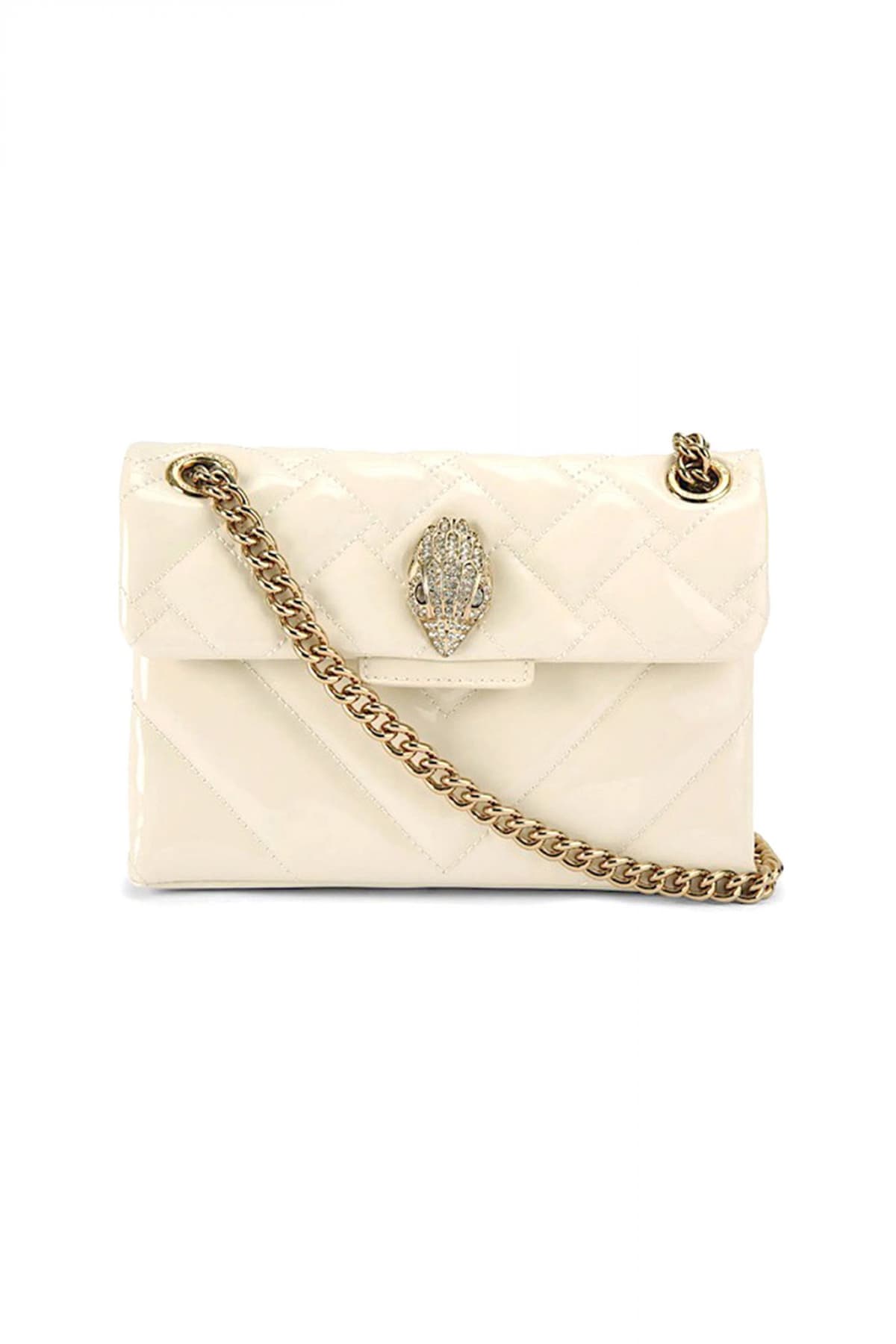 KURT GEIGER ΤΣΑΝΤΑ CROSSBODY/ΩΜΟΥ LEATHER ΜΙΝΙ KENSINGTON ΛΟΥΣΤΡΙΝΙ AΛΥΣΙΔΑ LOGO ΚΡΕΜ