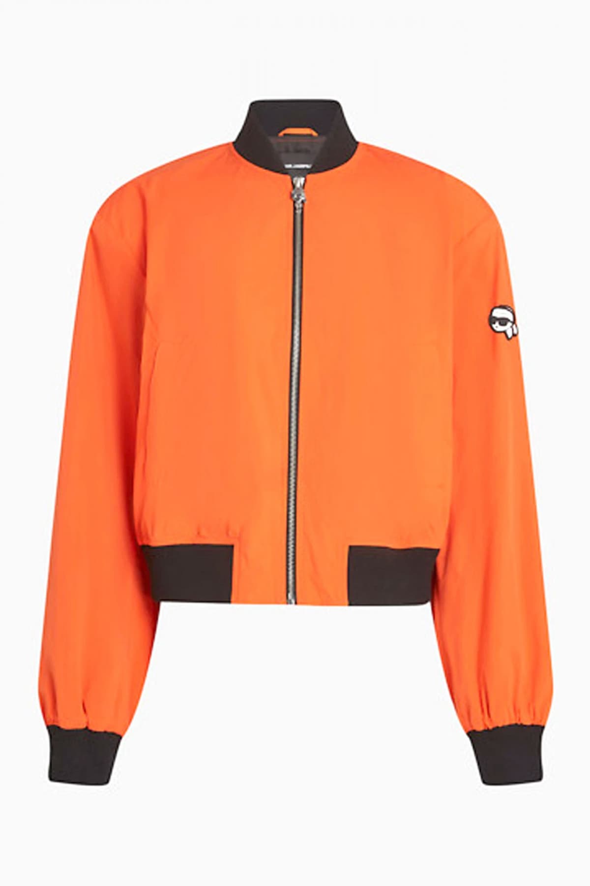 KARL LAGERFELD ΜΠΟΥΦΑΝ IKON BOMBER LOGO ΜΑΝΙΚΙ ΠΟΡΤΟΚΑΛΙ