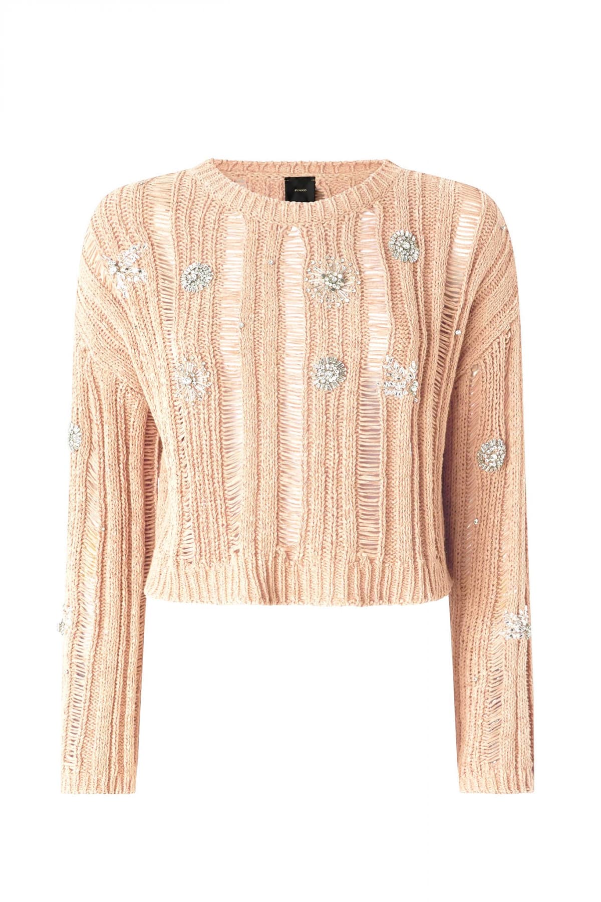 PINKO ΜΠΛΟΥΖΑ ΠΛΕΚΤΗ PRESSIONE SWEATER ΜΠΕΖ