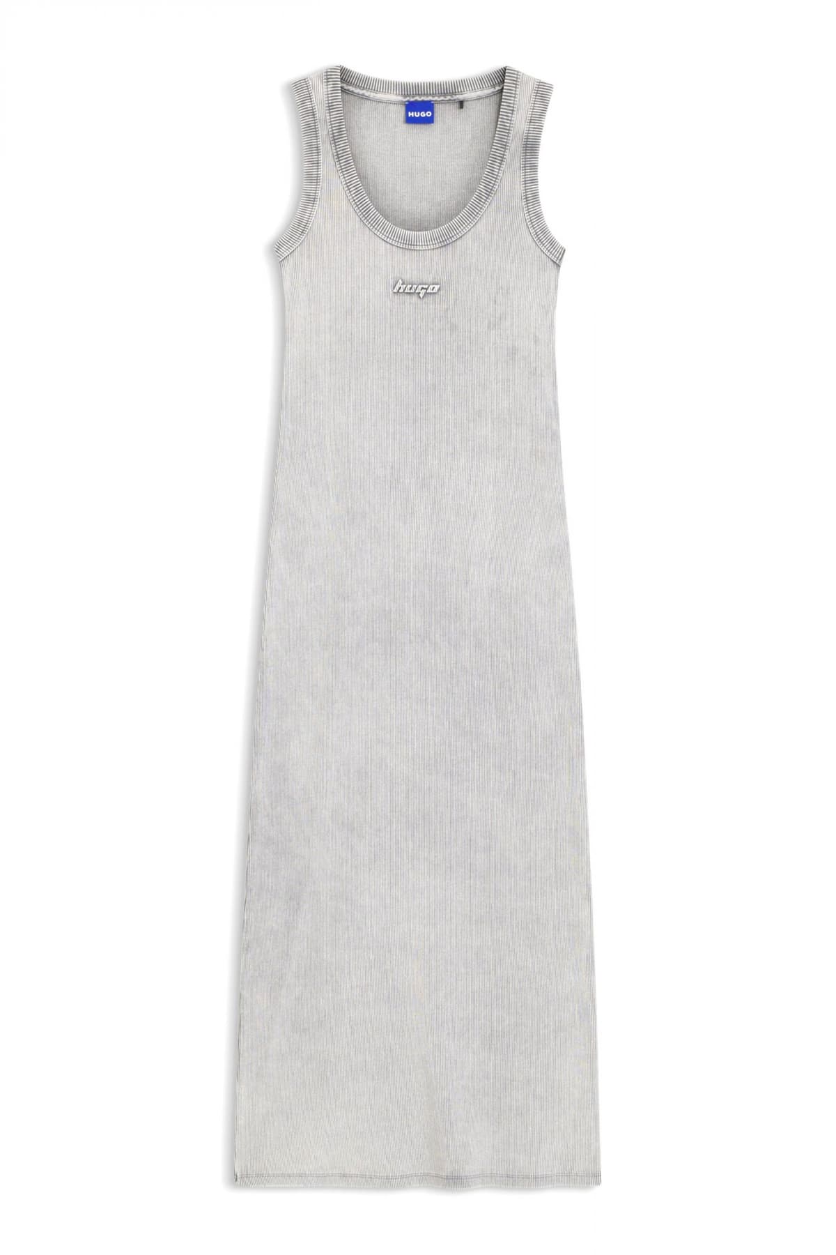 HUGO BLUE ΦΟΡΕΜΑ MIDI SLIM FIT NILIYO_B LOGO ΓΚΡΙ