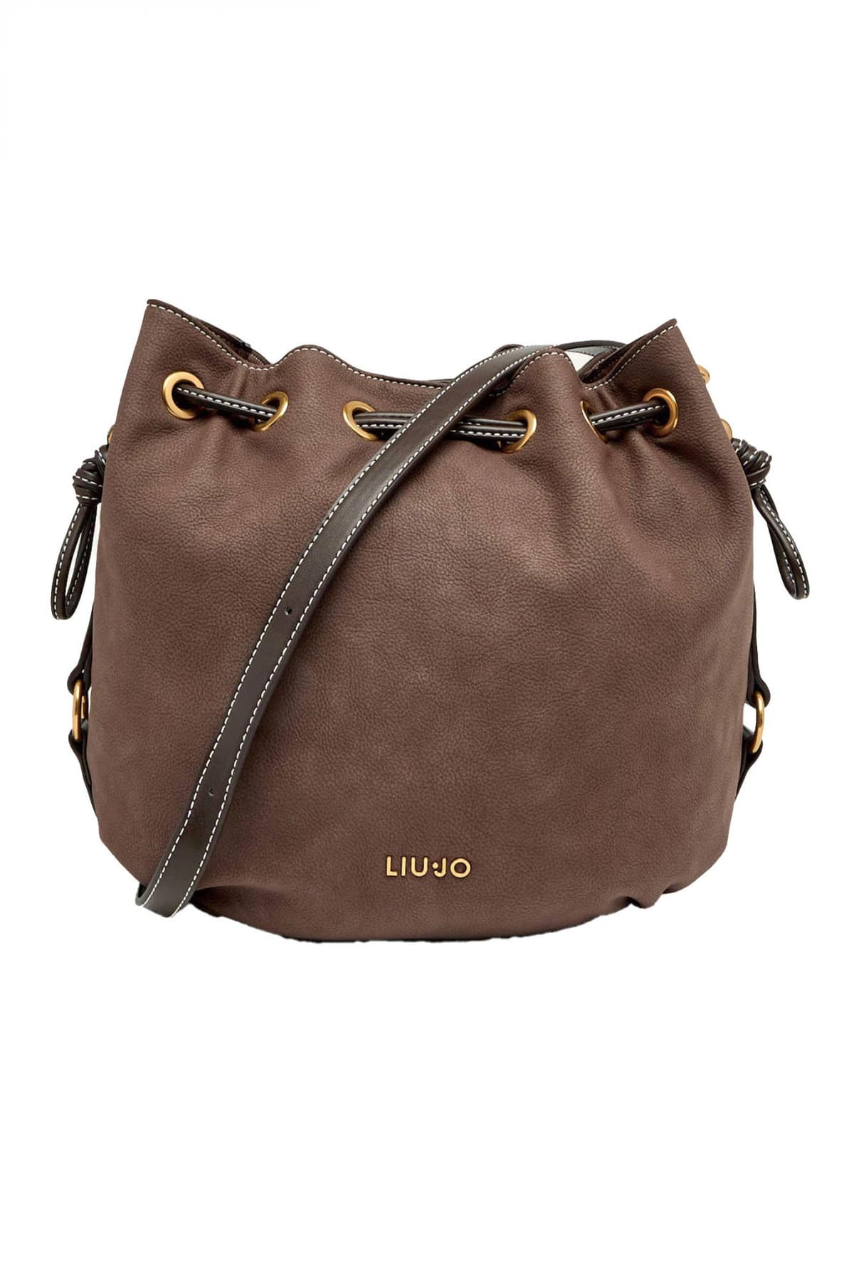 LIU-JO ΤΣΑΝΤΑ BUCKET ΩΜΟΥ GINESA LOGO ΜΕΤΑΛΛΙΚΟ ΚΑΦΕ