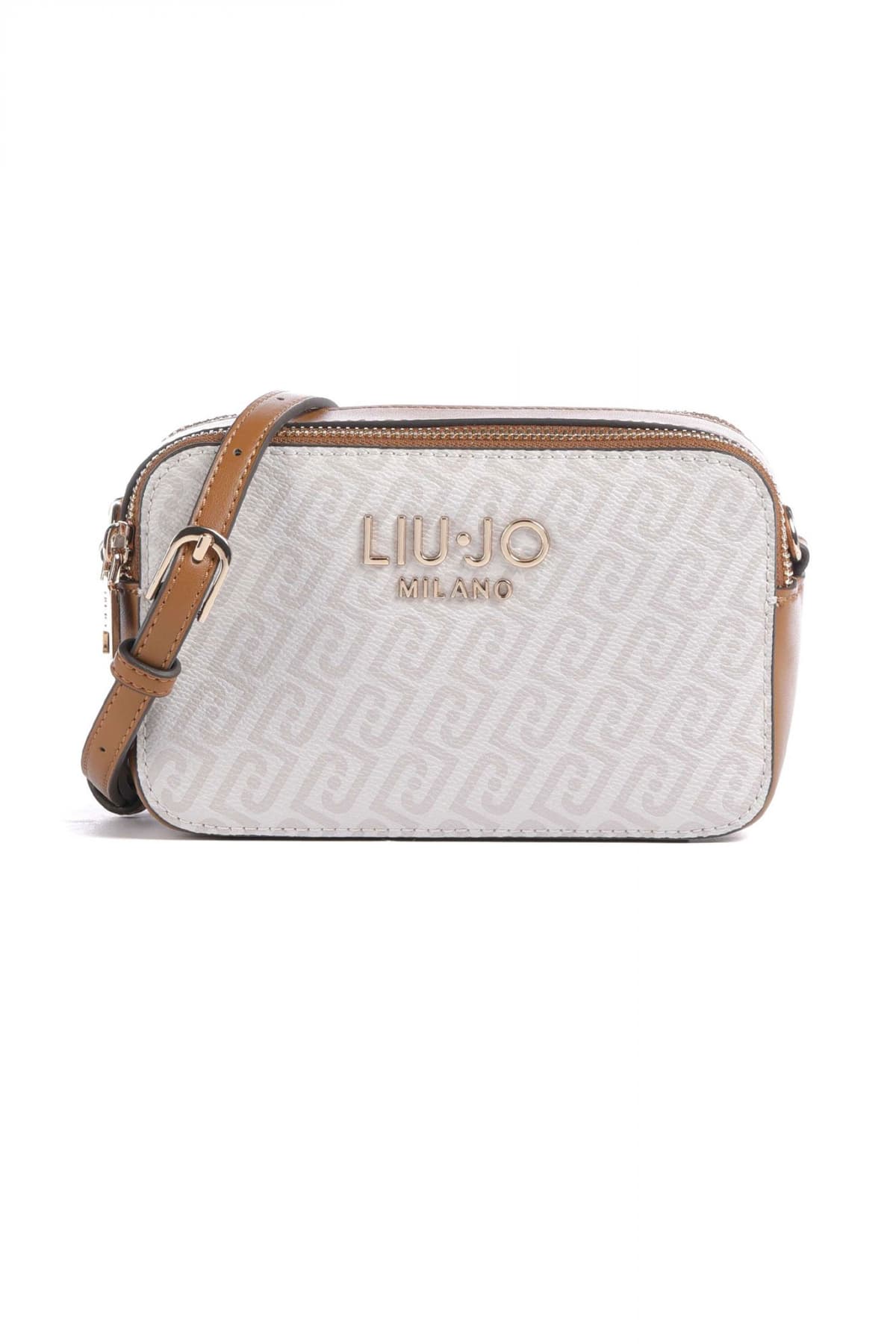 LIU-JO BETTER ΤΣΑΝΤΑ CROSSBODY CAMERA CASE RIDHI CROSSBODY LOGO ΜΕΤΑΛΛΙΚΟ ΚΑΦΕ-ΕΚΡΟΥ