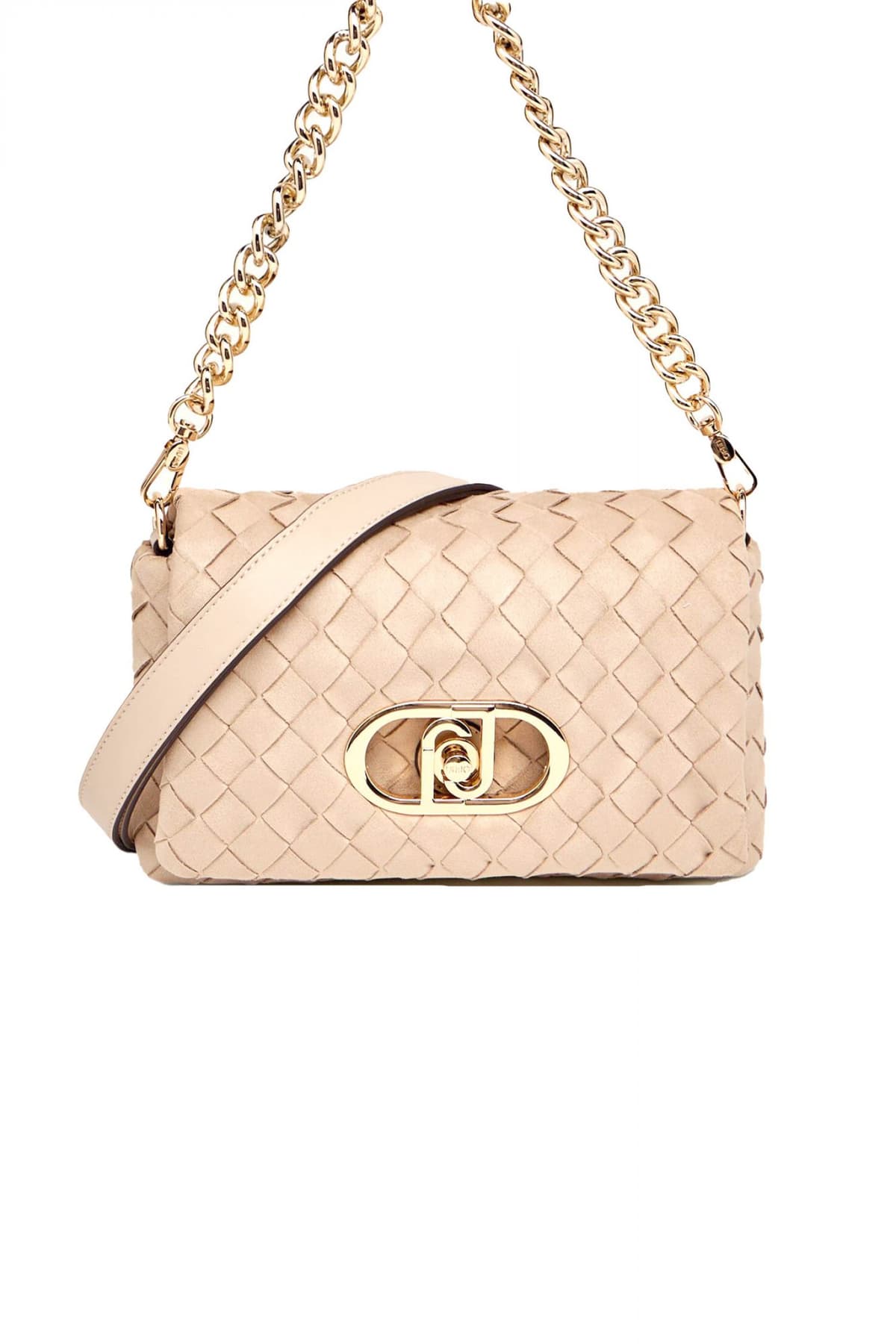 LIU-JO ΤΣΑΝΤΑ ΩΜΟΥ/CROSSBODY LAPUFFY LOGO ΜΕΤΑΛΛΙΚΟ ΜΠΕΖ