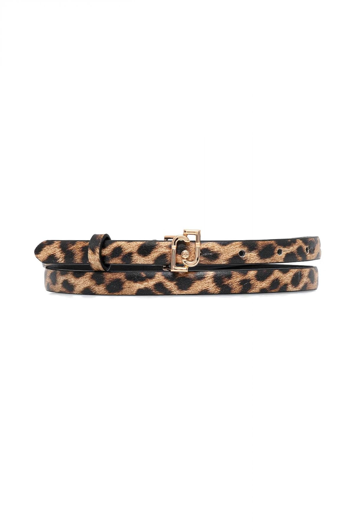 LIU-JO ΖΩΝΗ LEOPARD PRINT 1.5 C.M LOGO ΜΕΤΑΛΛΙΚΟ ΚΑΦΕ-ΜΑΥΡΟ