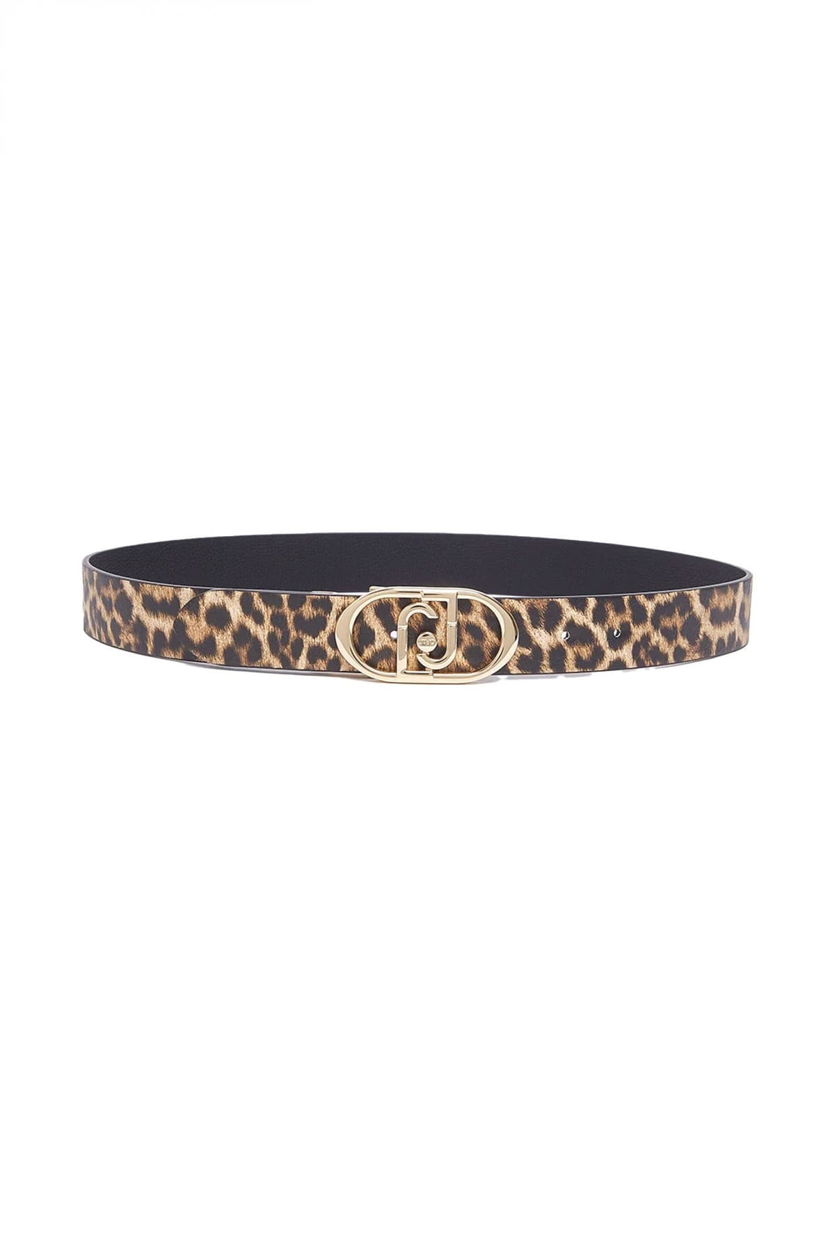 LIU-JO ΖΩΝΗ PROJE REVERSIBLE HIPS B ANIMAL PRINT LOGO ΜΕΤΑΛΛΙΚΟ ΚΑΦΕ-ΜΠΕΖ