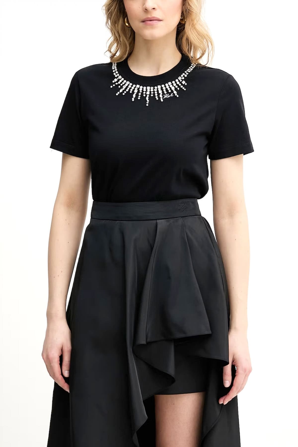 KARL LAGERFELD T-SHIRT EMBELLISHMENT RELAXED FIT ΛΕΥΚΟ