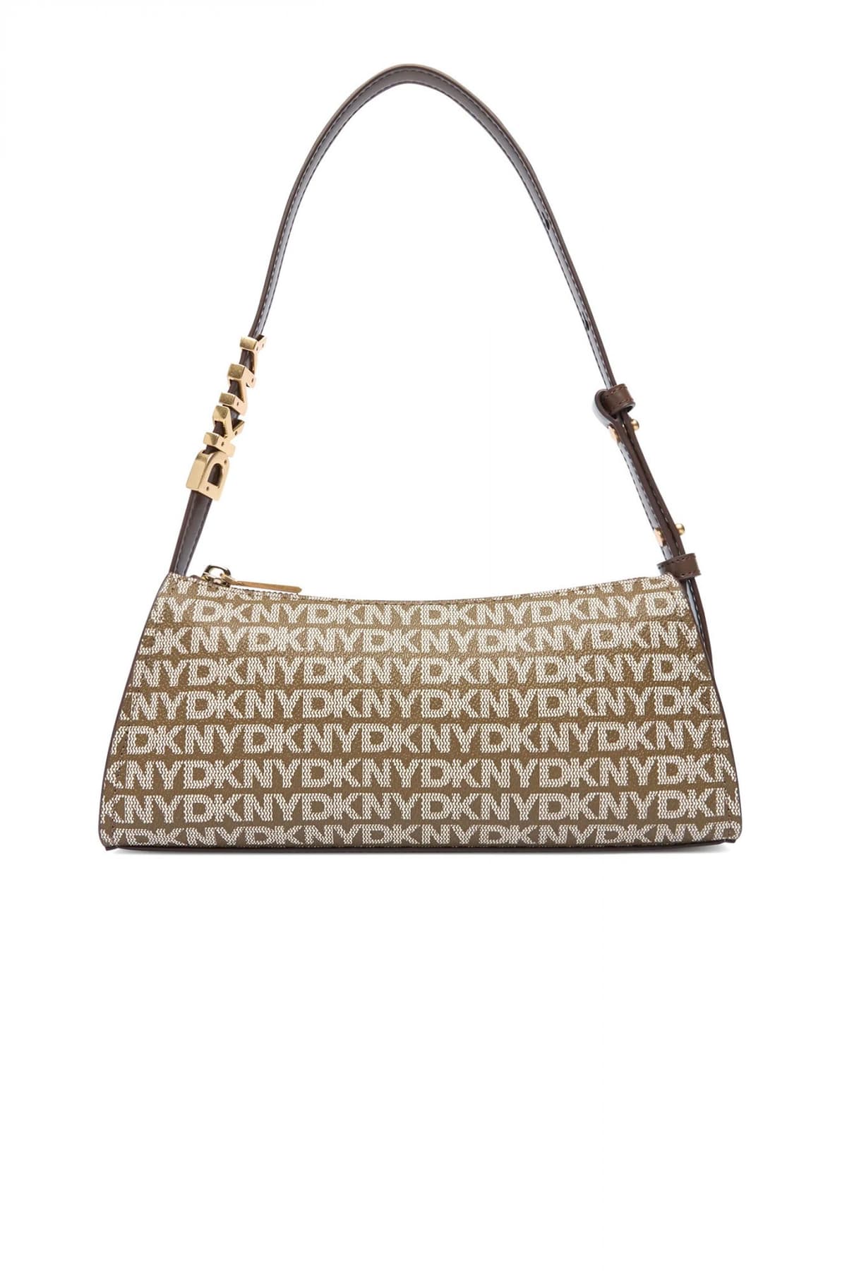 DKNY ΤΣΑΝΤΑ ΩΜΟΥ AVRIL ALL OVER LOGO ΚΑΦΕ