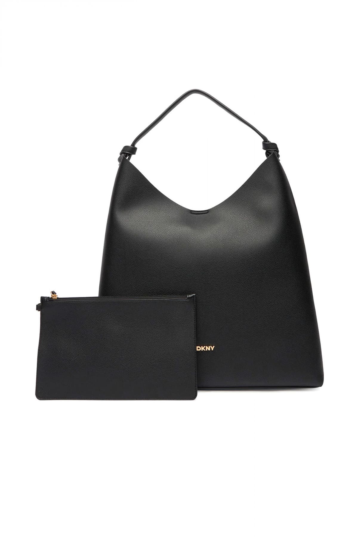 DKNY ΤΣΑΝΤΑ ΩΜΟΥ PAULA HOBOS ΕΠΙΠΡΟΣΘΕΤΟ ΤΣΑΝΤΑΚΙ LOGO ΜΑΥΡΟ