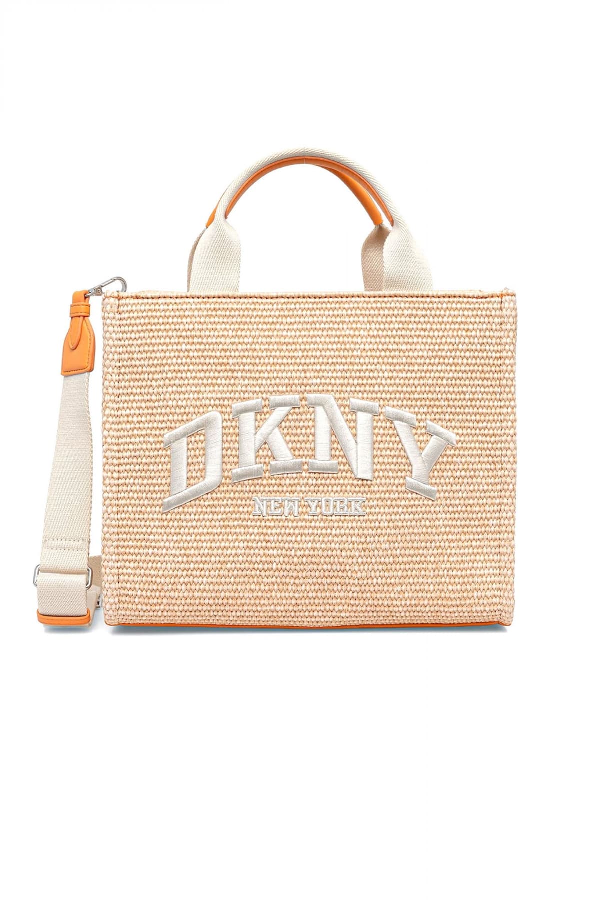 DKNY ΤΣΑΝΤΑ ΧΕΙΡΟΣ/CROSSBODY HADLEE MD TOTE ΨΑΘΙΝΗ LOGO ΑΝΟΙΧΤΟ ΠΟΡΤΟΚΑΛΙ