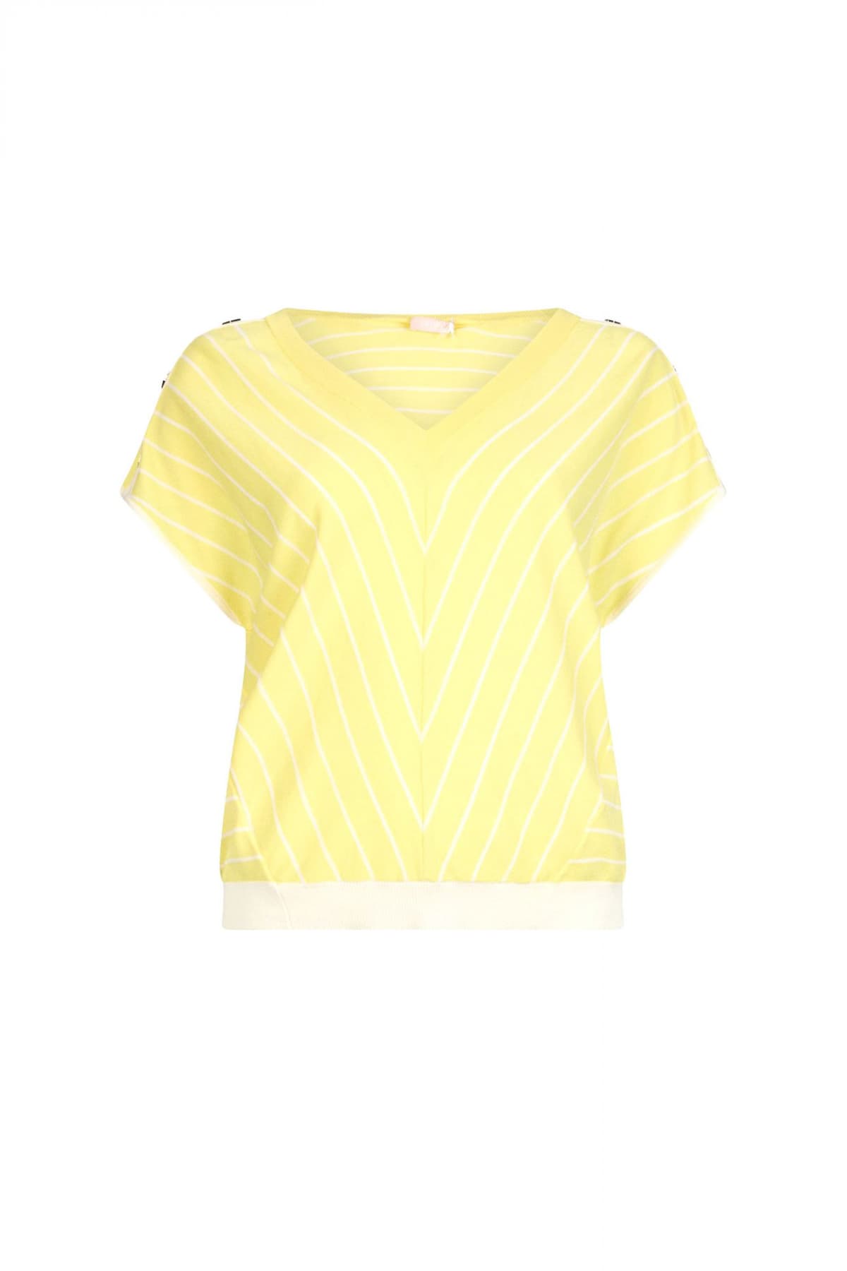 LIU-JO ΠΛΕΚΤΟ TOP V-NECK ΛΕΠΤΟΜΕΡΕΙΕΣ ΜΕΤΑΛΛΙΚΕΣ ΚΙΤΡΙΝΟ