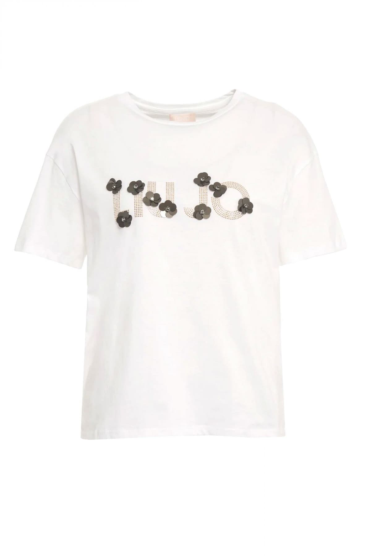 LIU-JO T-SHIRT LOGO ΣΤΡΑΣ ΛΕΥΚΟ