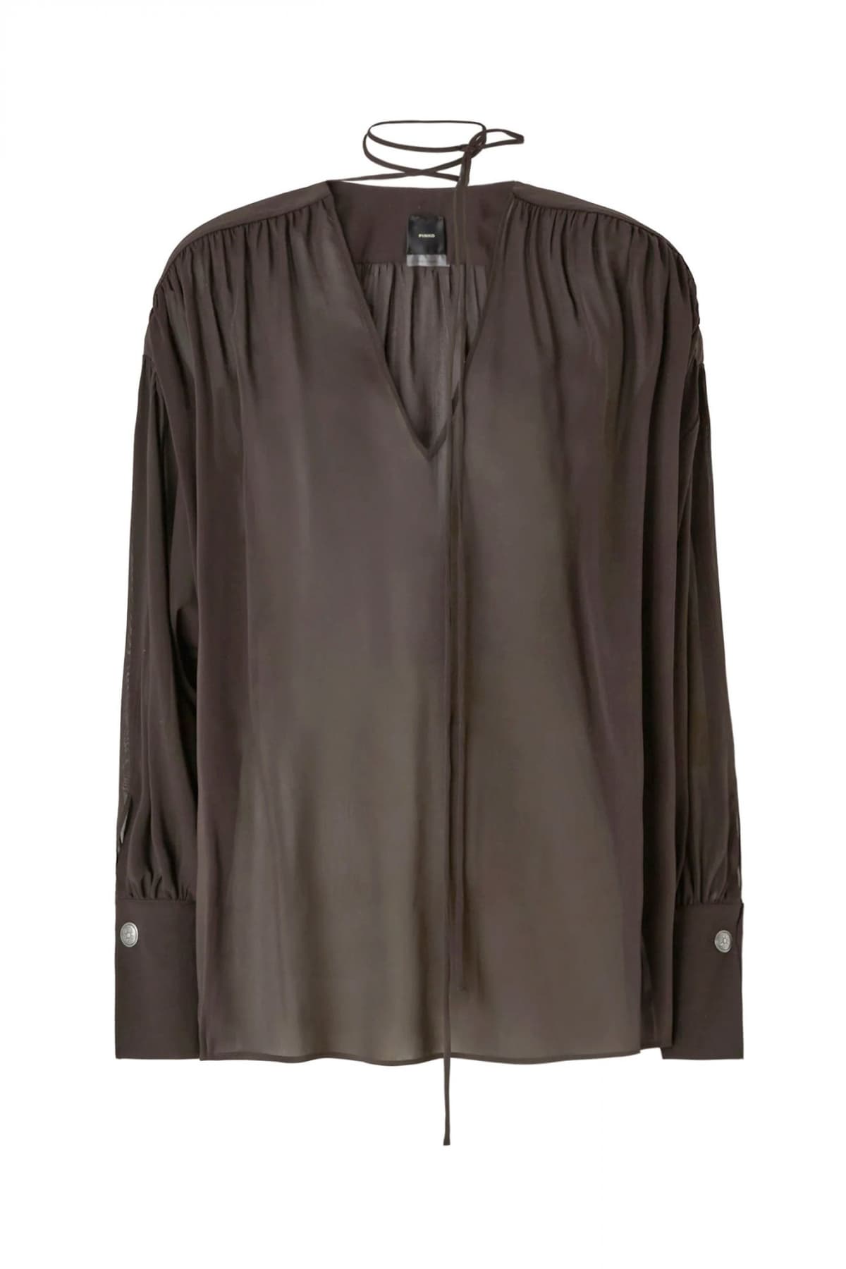 PINKO ΜΠΛΟΥΖΑ ASOLA BLOUSE ΚΑΦΕ ΣΚΟΥΡΟ