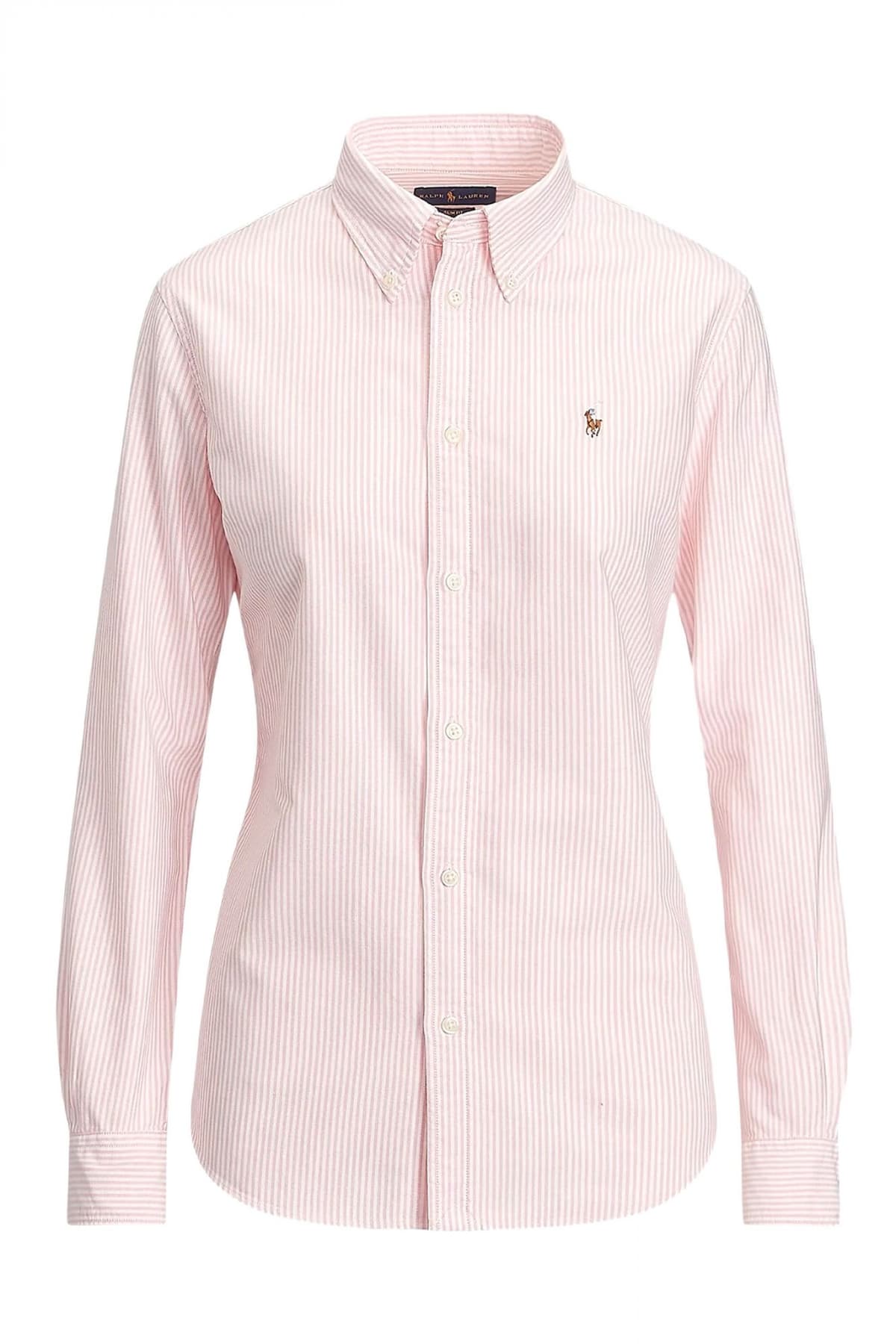 RALPH LAUREN ΠΟΥΚΑΜΙΣΟ ΡΙΓΕ CLASSICS W BSR LOGO ΡΟΖ-ΛΕΥΚΟ