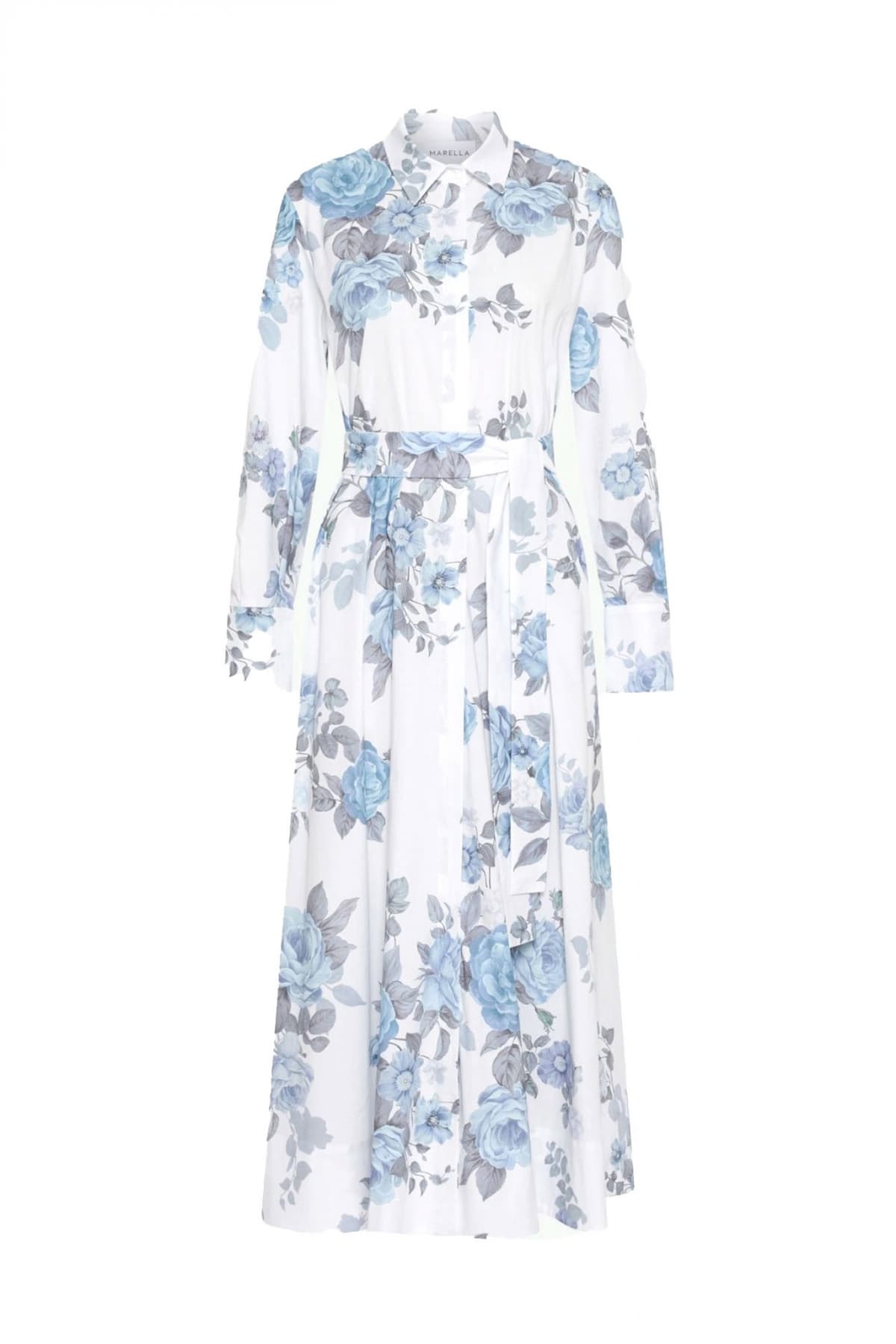 MARELLA ΦΟΡΕΜΑ MIDI MLLFORMICA FLORAL ΚΡΥΦΑ ΚΟΥΜΠΙΑ ΛΕΥΚΟ-ΣΙΕΛ