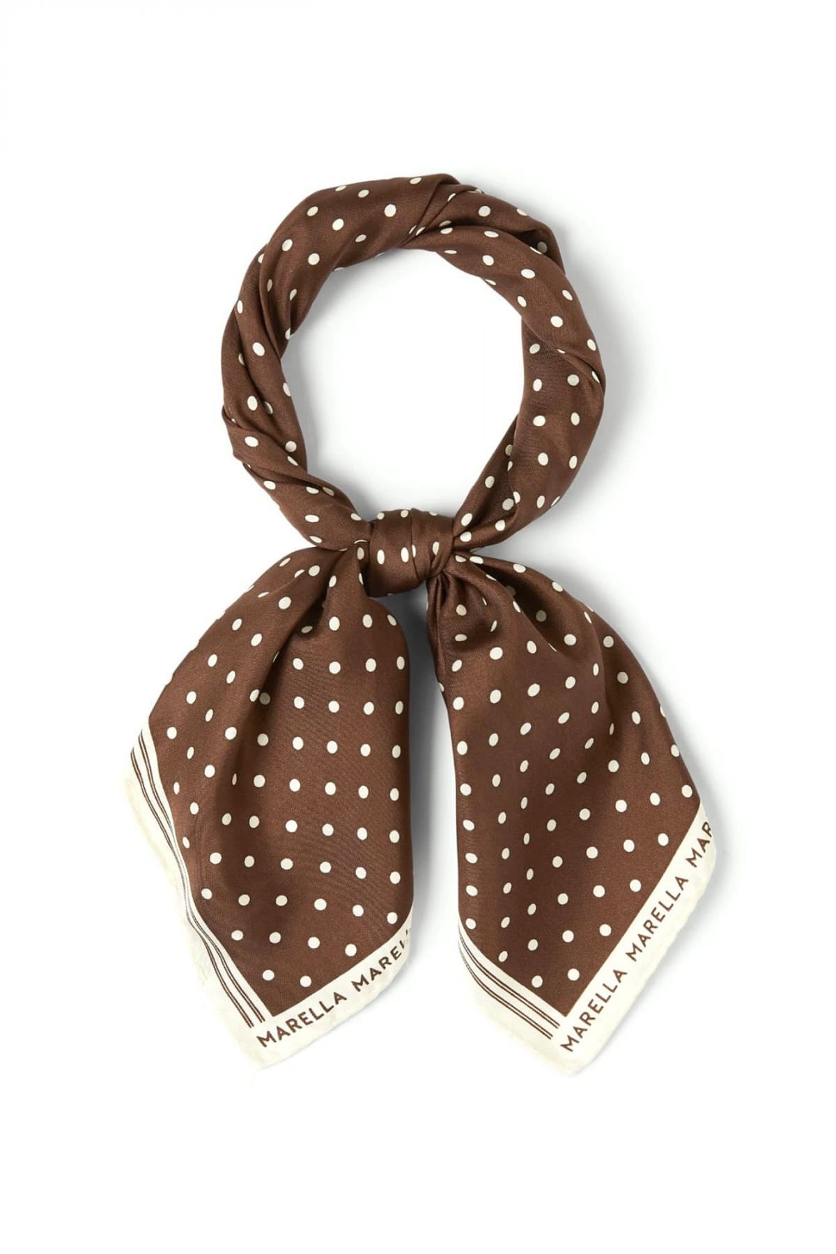 MARELLA ACCESSORI ΦΟΥΛΑΡΙ MLAATTINIA ΠΟΥΑ LOGO ΚΑΦΕ-ΕΚΡΟΥ