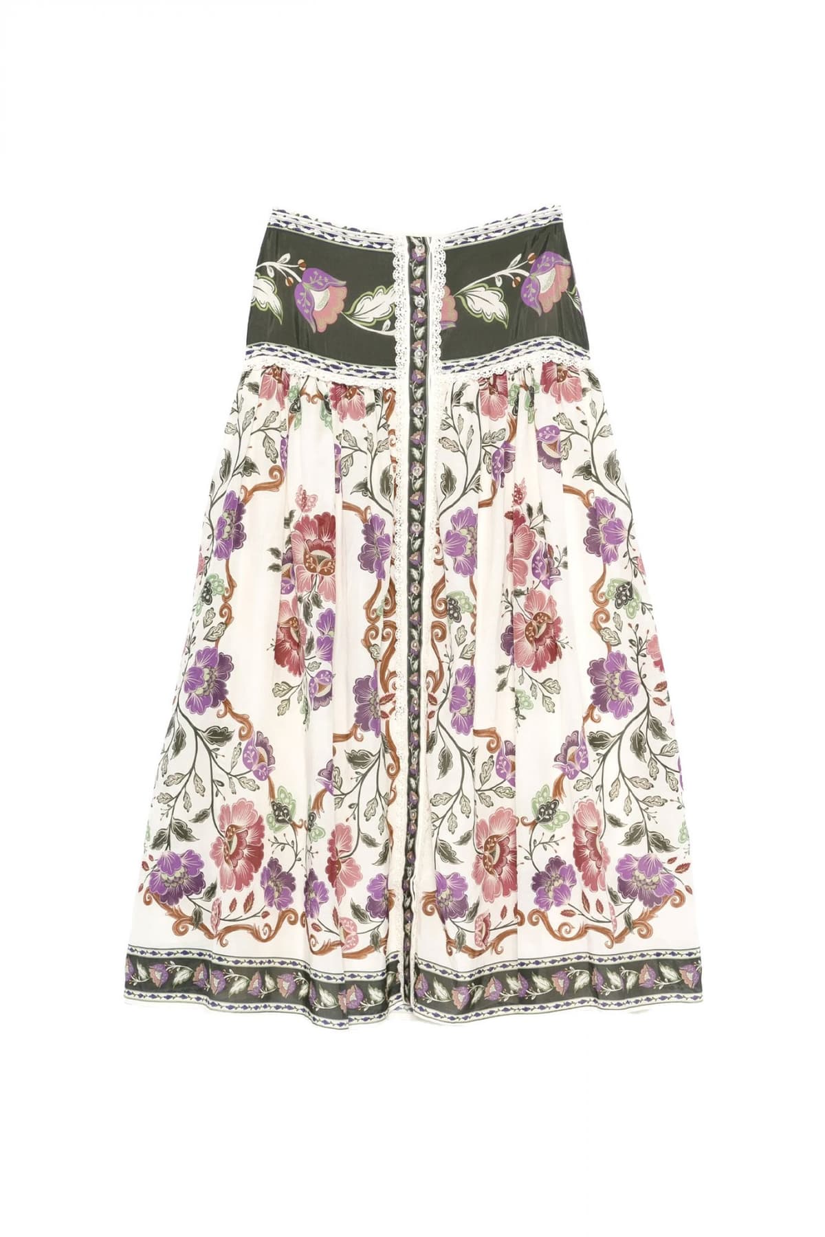 FARM RIO ΦΟΥΣΤΑ MIDI ROCOCO FLOWERS CREAM ΠΟΛΥΧΡΩΜΟ