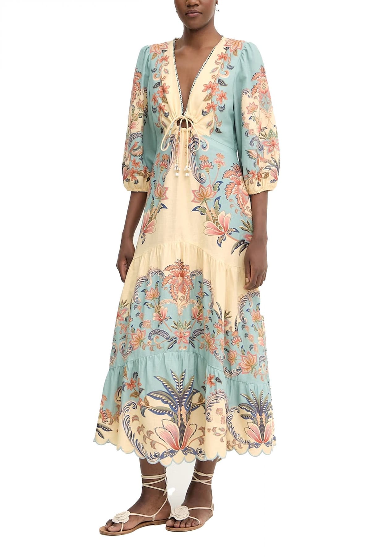 FARM RIO ΦΟΡΕΜΑ MAXI BOHO BEAUTY BUTTER ΒΟΛΑΝ ΤΕΛΕΙΩΜΑ ΜΠΕΖ-ΒΕΡΑΜΑΝ