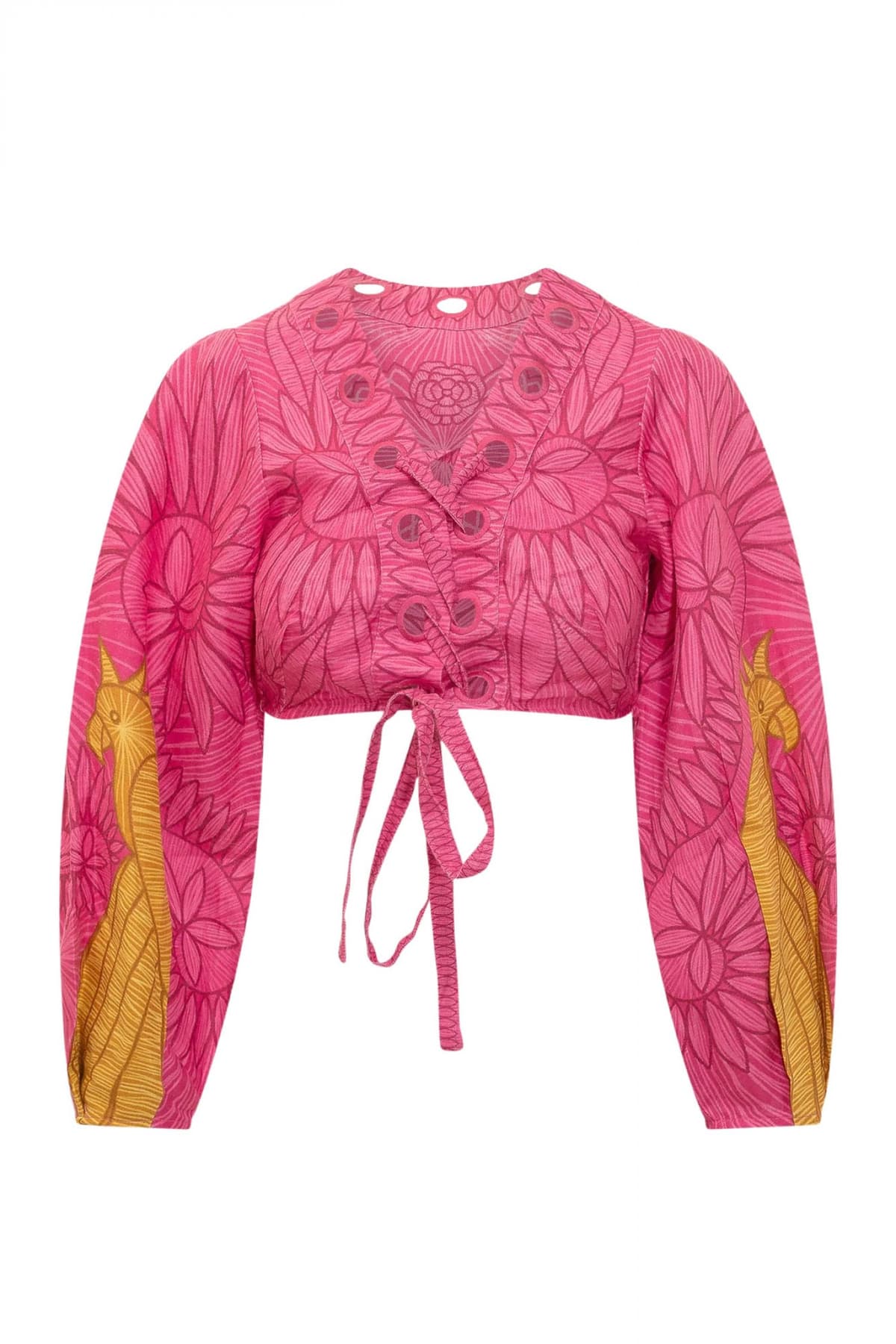 FARM RIO TOP CROPPED USIACURI MULTICOLOR EYELET ΦΟΥΞΙΑ